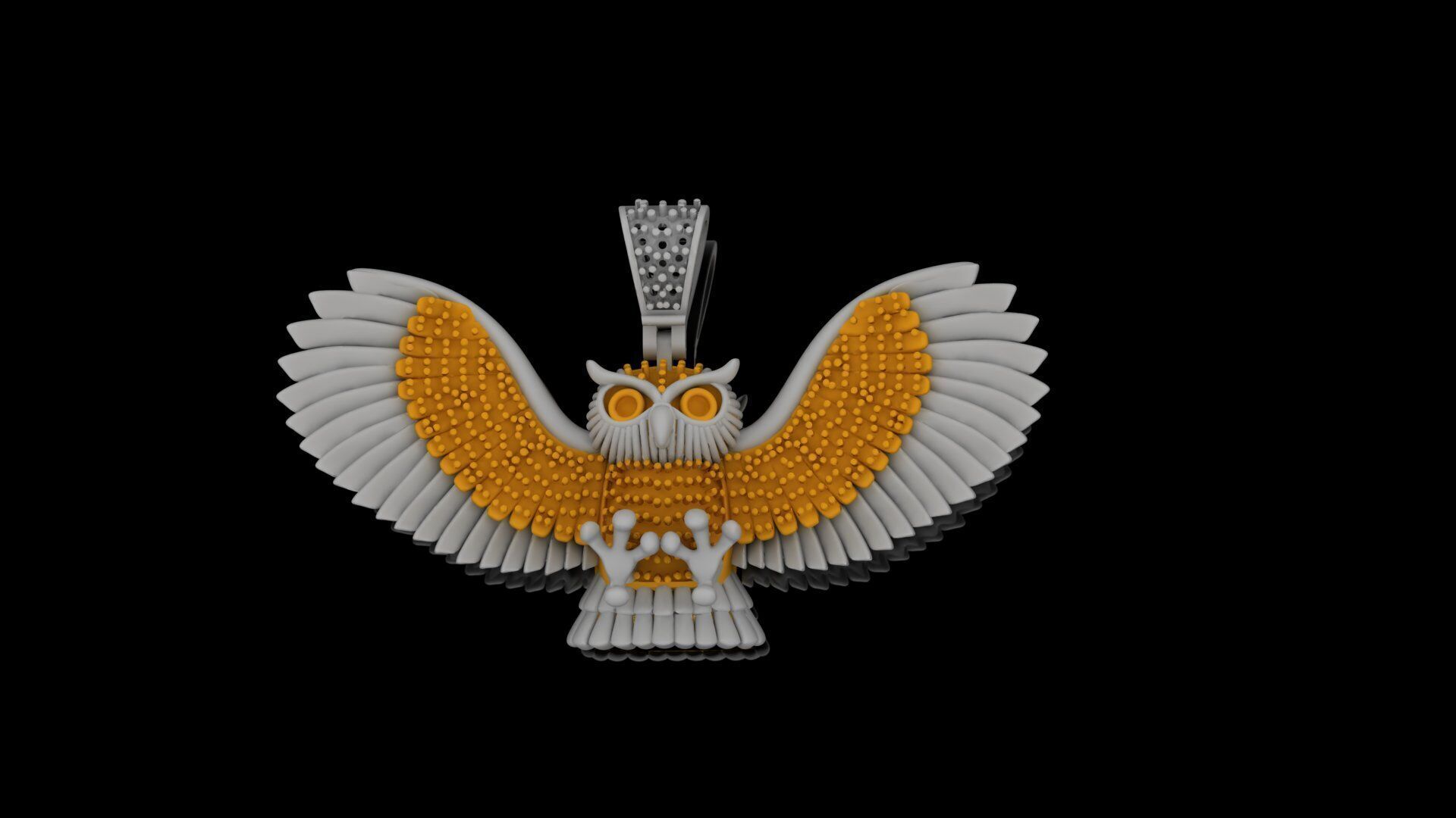 Majestic Owl Guardian Locket 3D print model_8