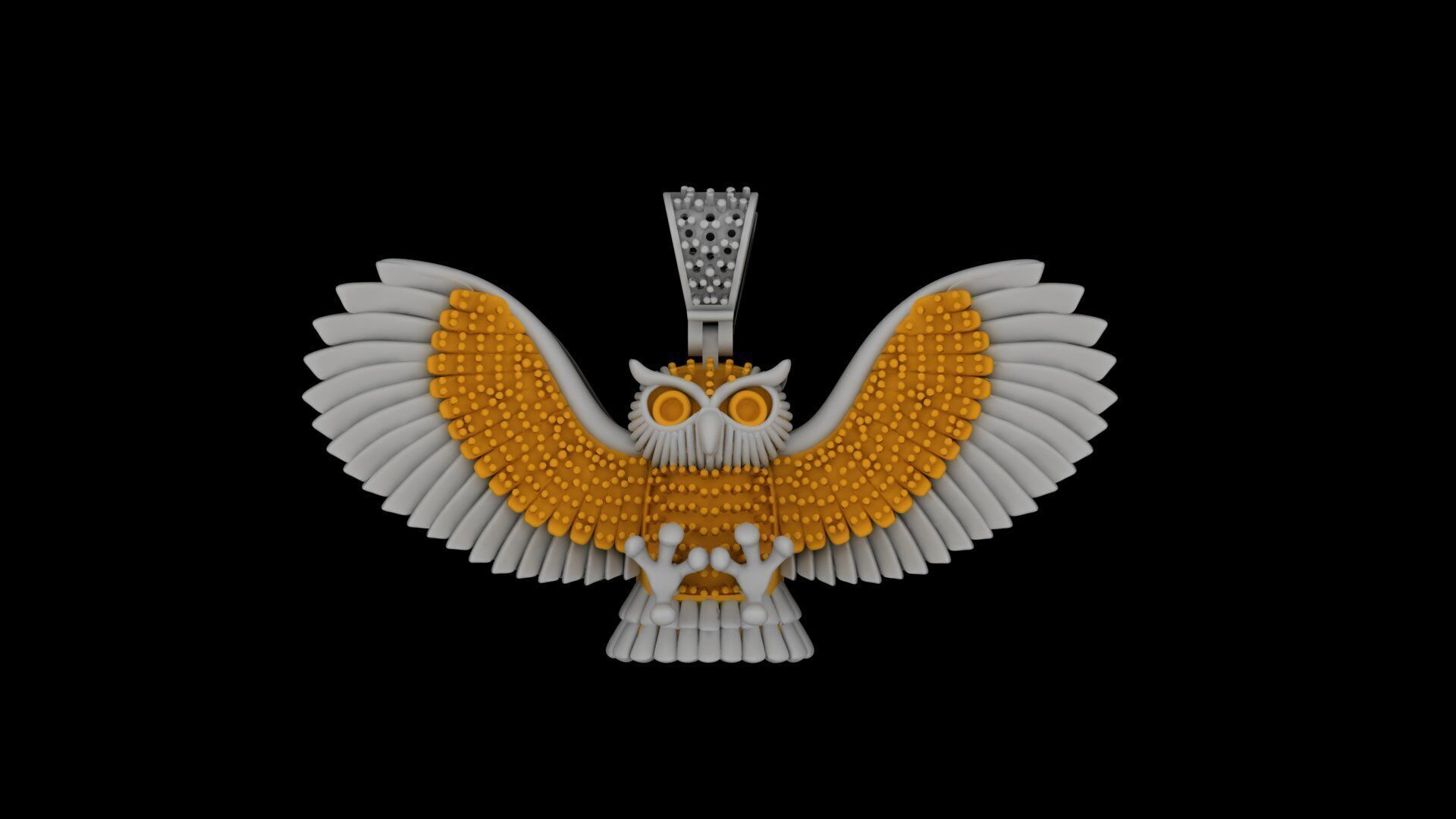 Majestic Owl Guardian Locket 3D print model_5