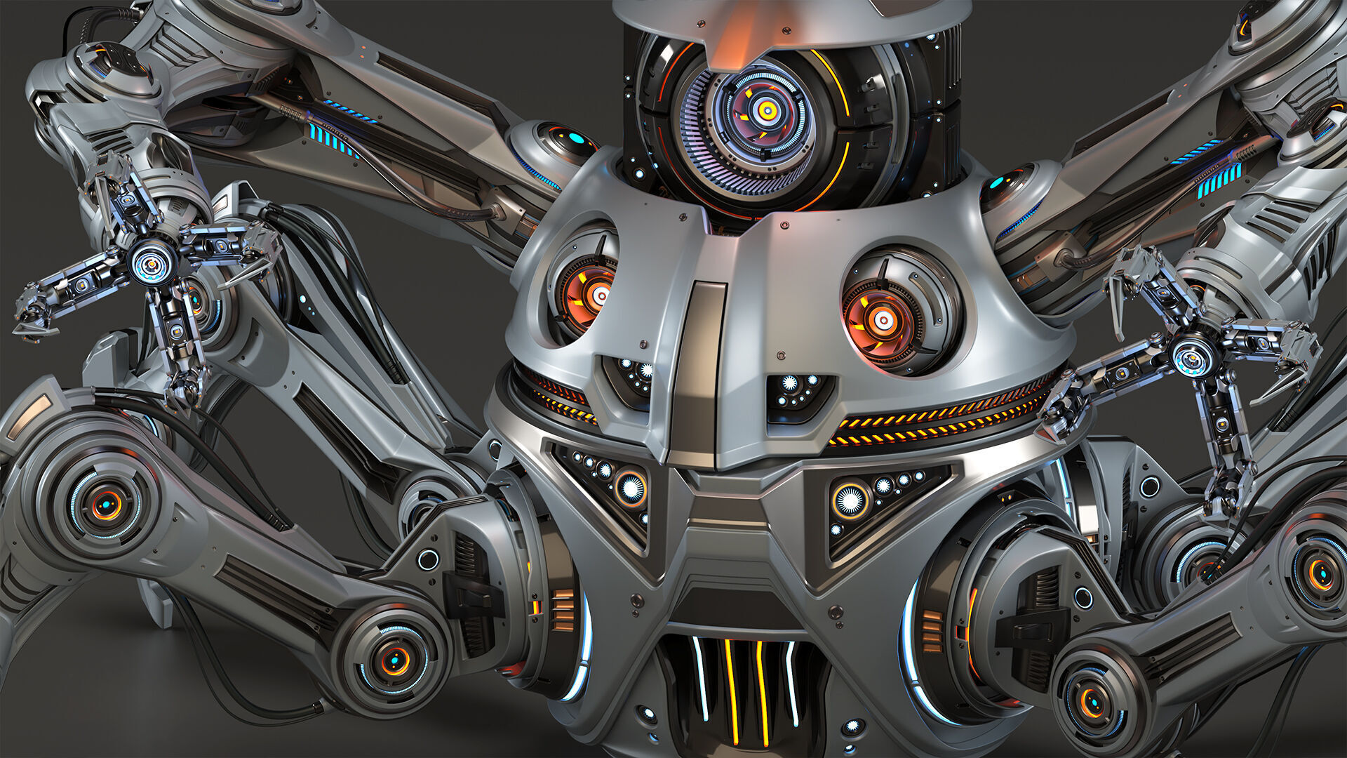 Spider Robot Mech Advanced - Rigged Animated 3D model_4
