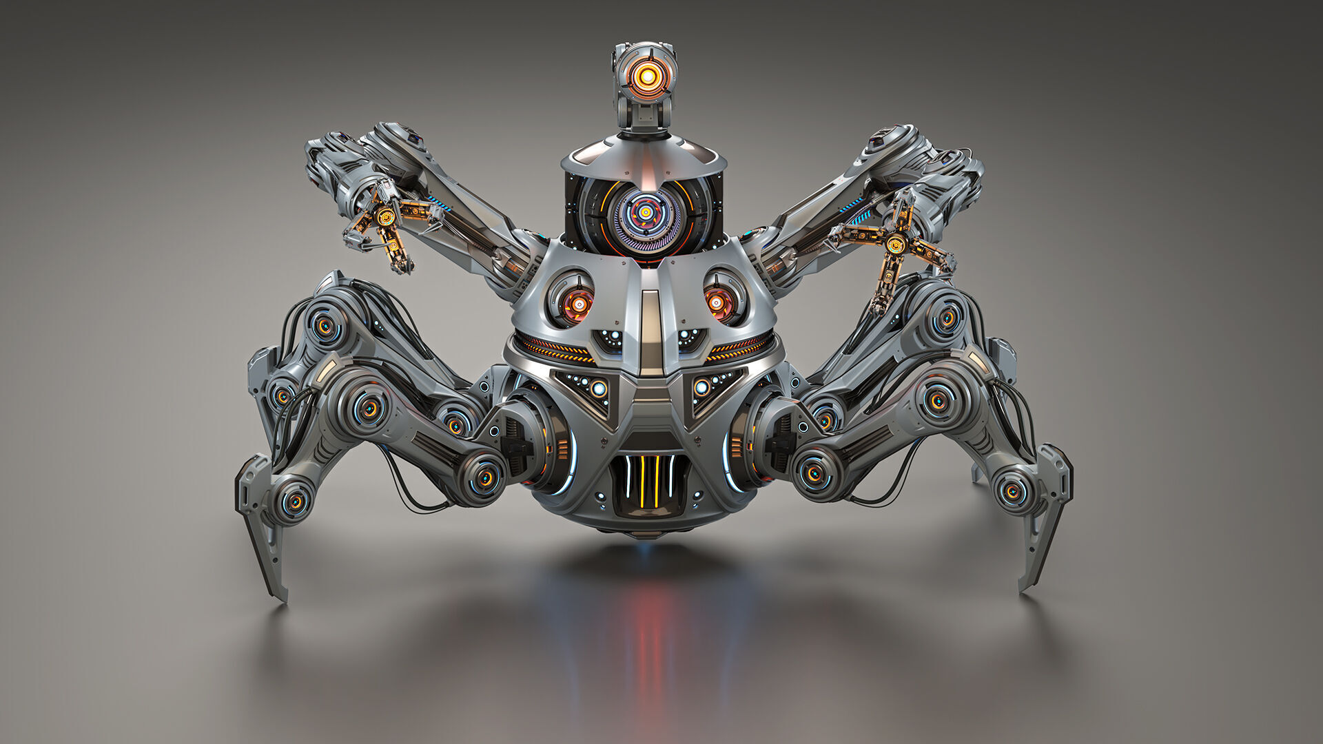 Spider Robot Mech Advanced - Rigged Animated 3D model_11