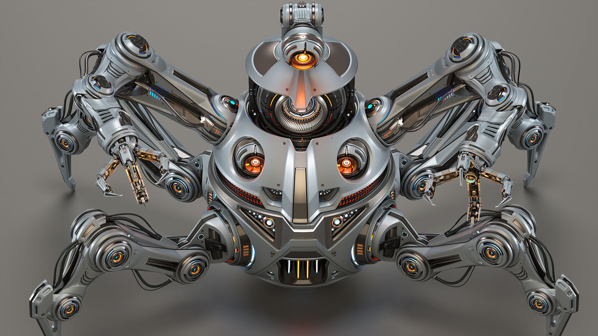 Spider Robot Mech Advanced - Rigged Animated 3D model_21