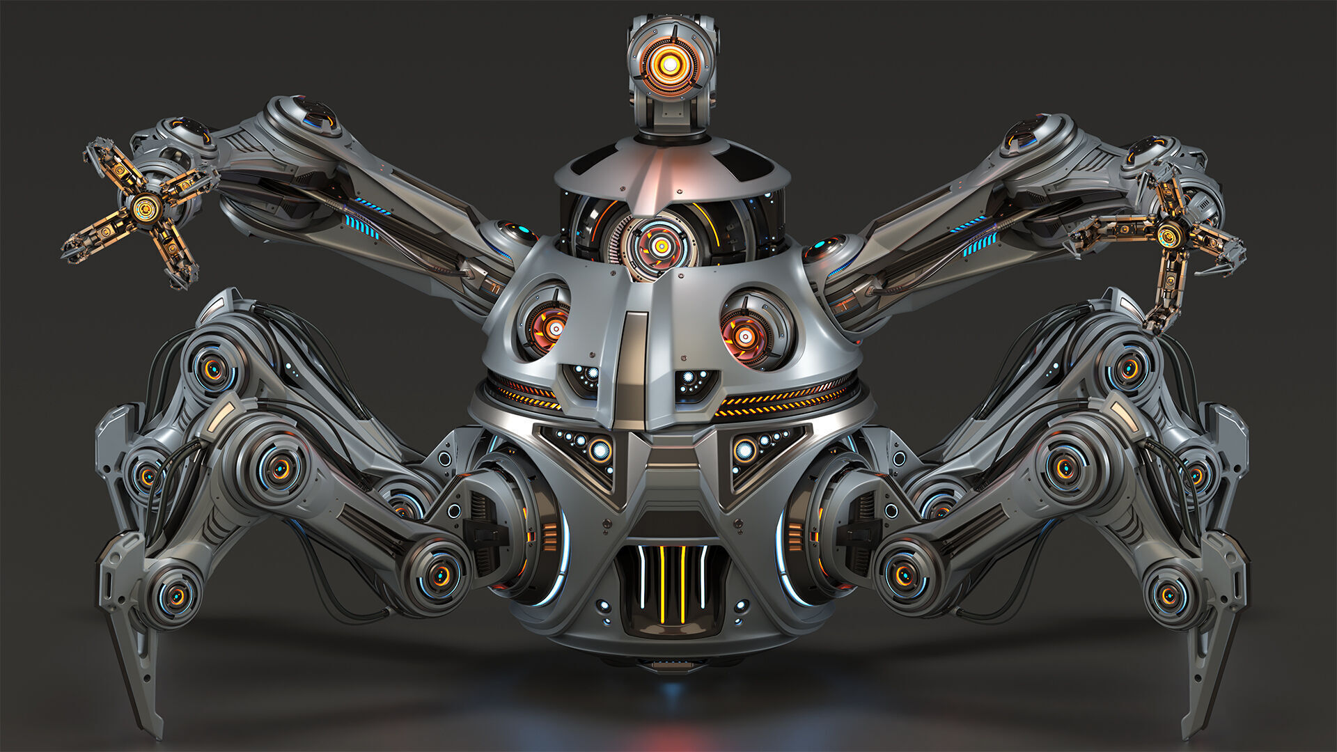 Spider Robot Mech Advanced - Rigged Animated 3D model_1