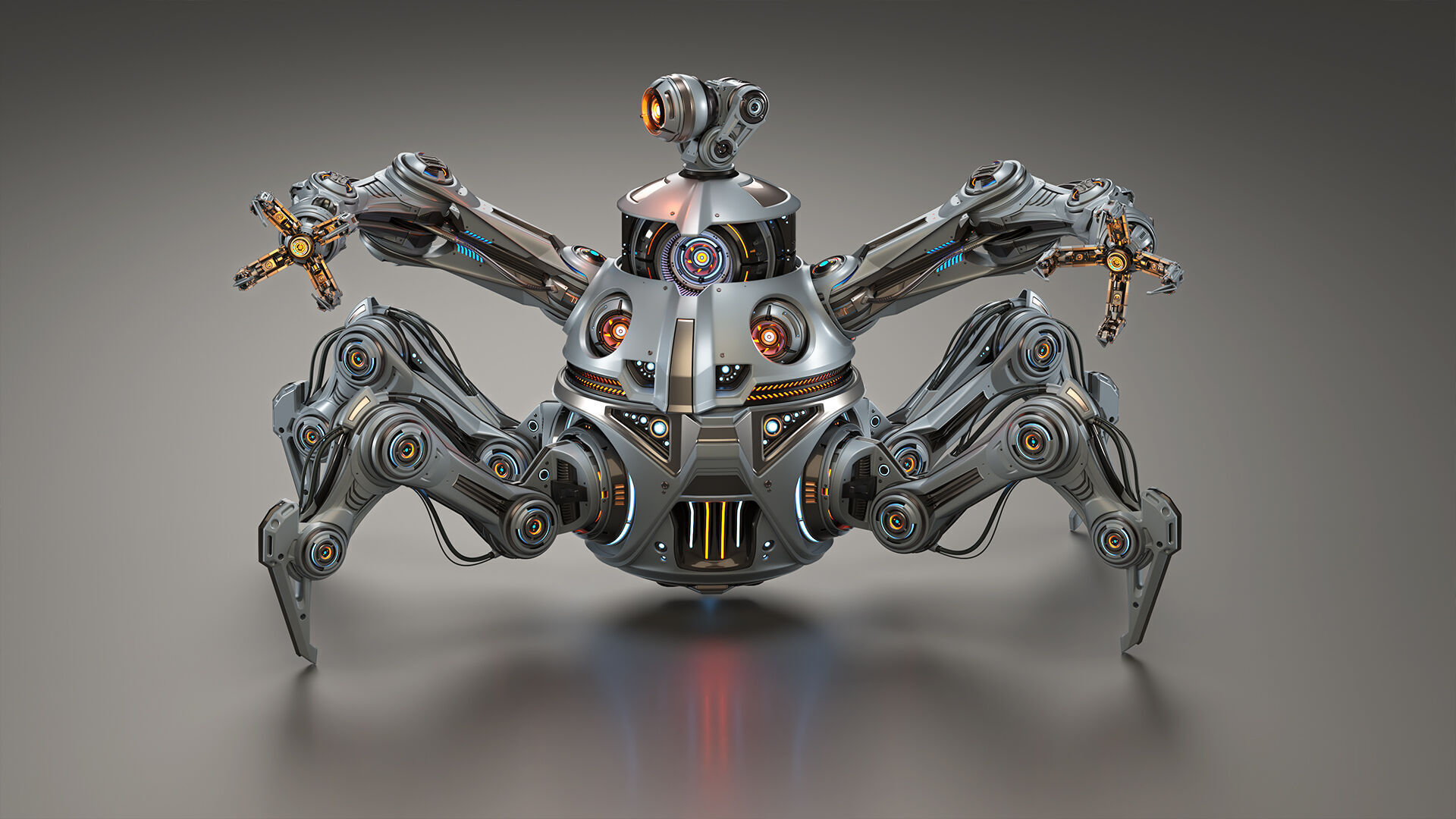Spider Robot Mech Advanced - Rigged Animated 3D model_9