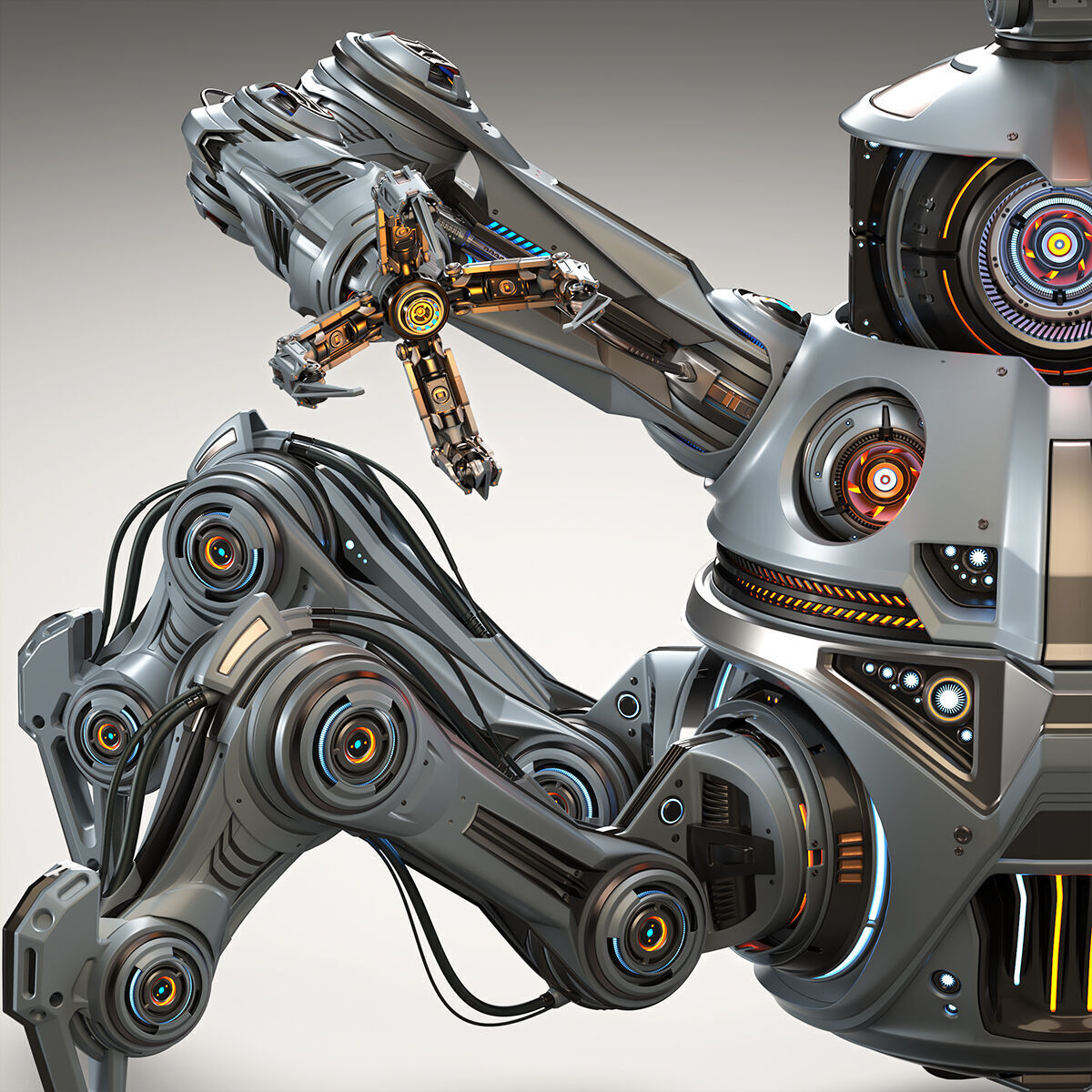 Spider Robot Mech Advanced - Rigged Animated 3D model_27