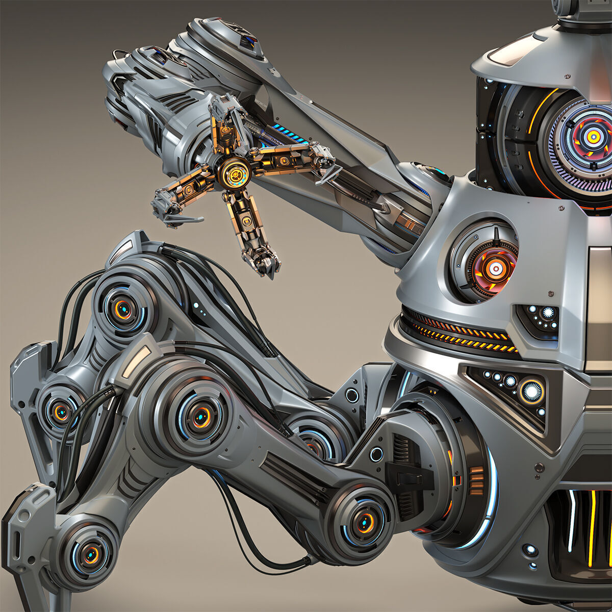 Spider Robot Mech Advanced - Rigged Animated 3D model_25