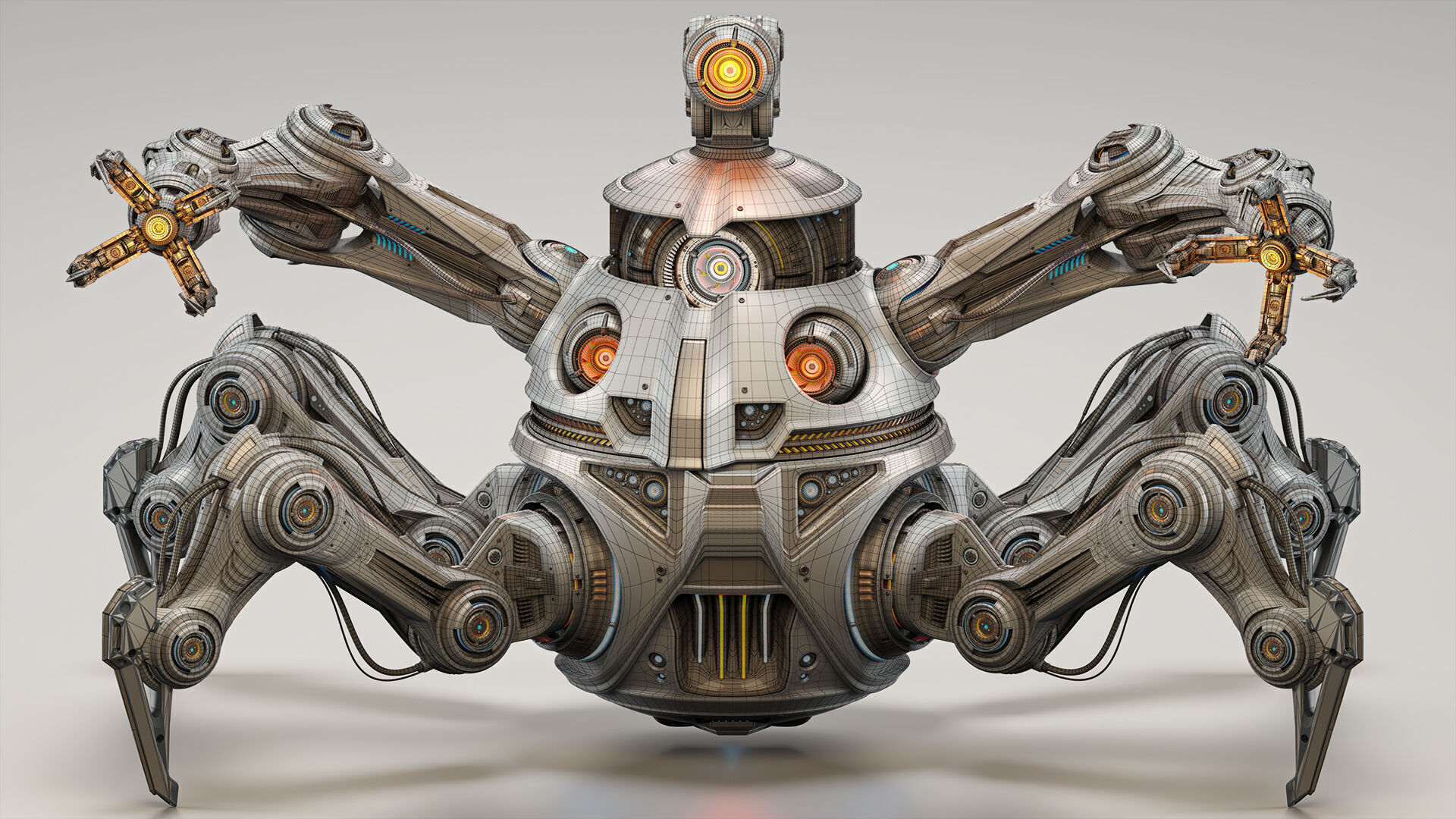 Spider Robot Mech Advanced - Rigged Animated 3D model_2
