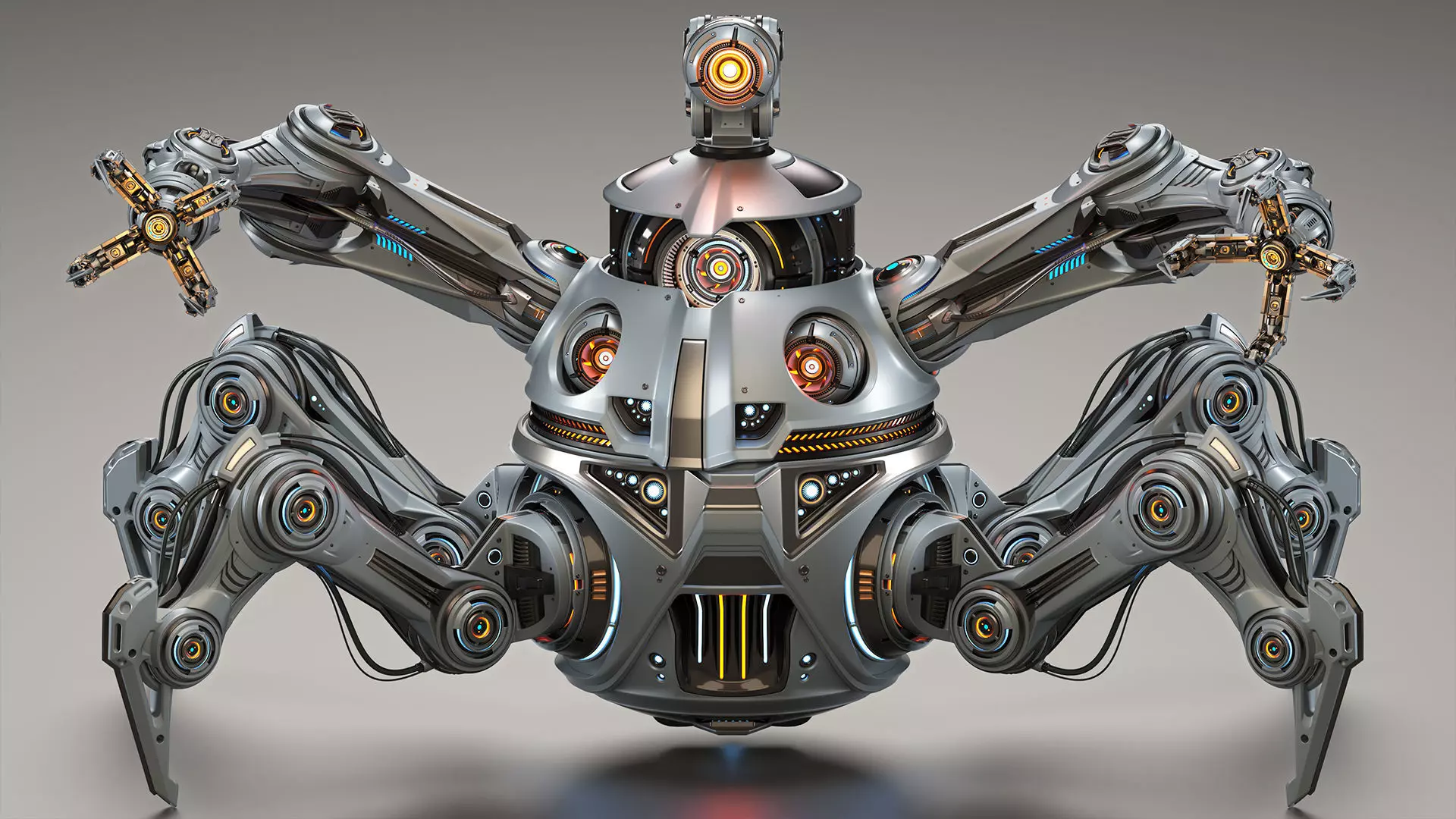Spider Robot Mech Advanced - Rigged Animated 3D model_0