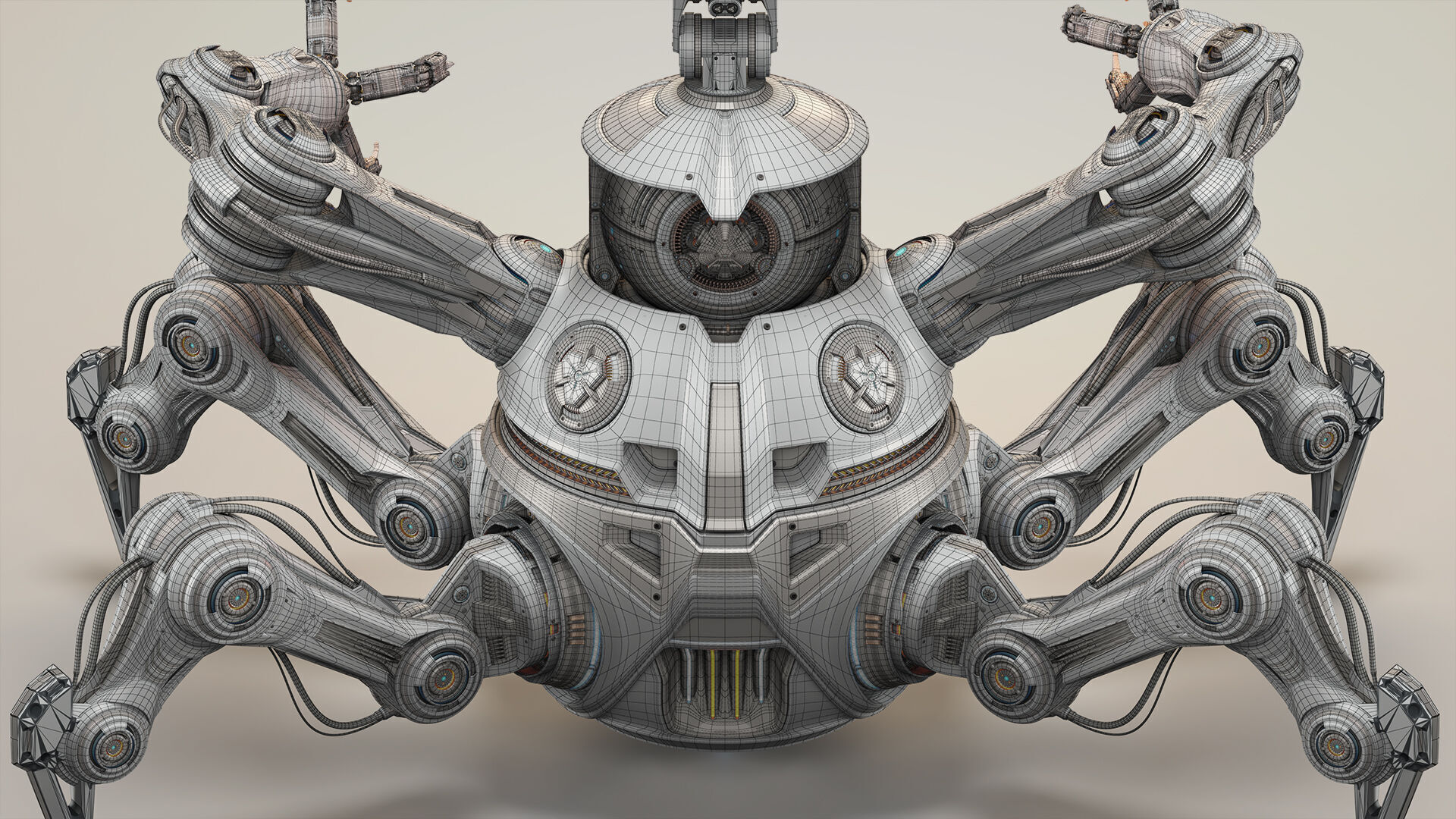 Spider Robot Mech Advanced - Rigged Animated 3D model_24