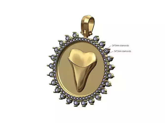 Iced Shark tooth diamond pendant with bail