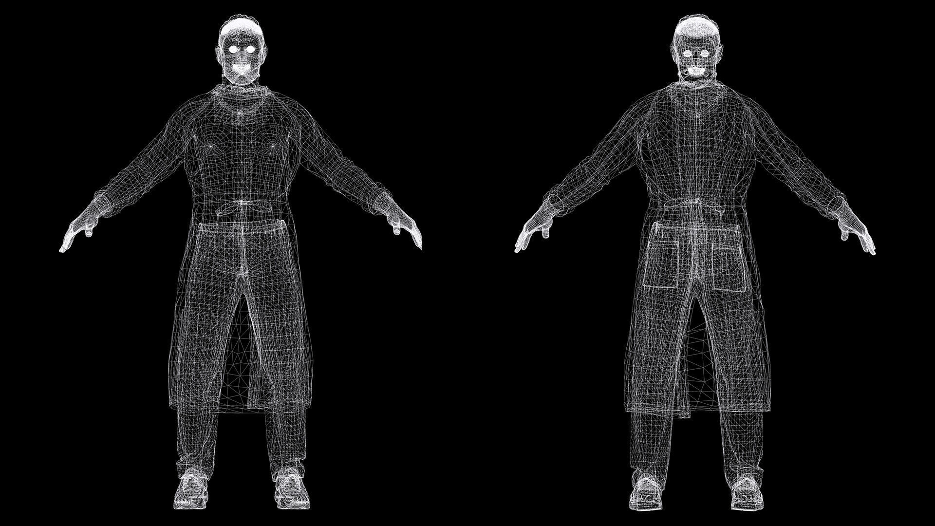 Surgeon in PPE 3D Model Rigged Game Ready Low-poly 3D model_21