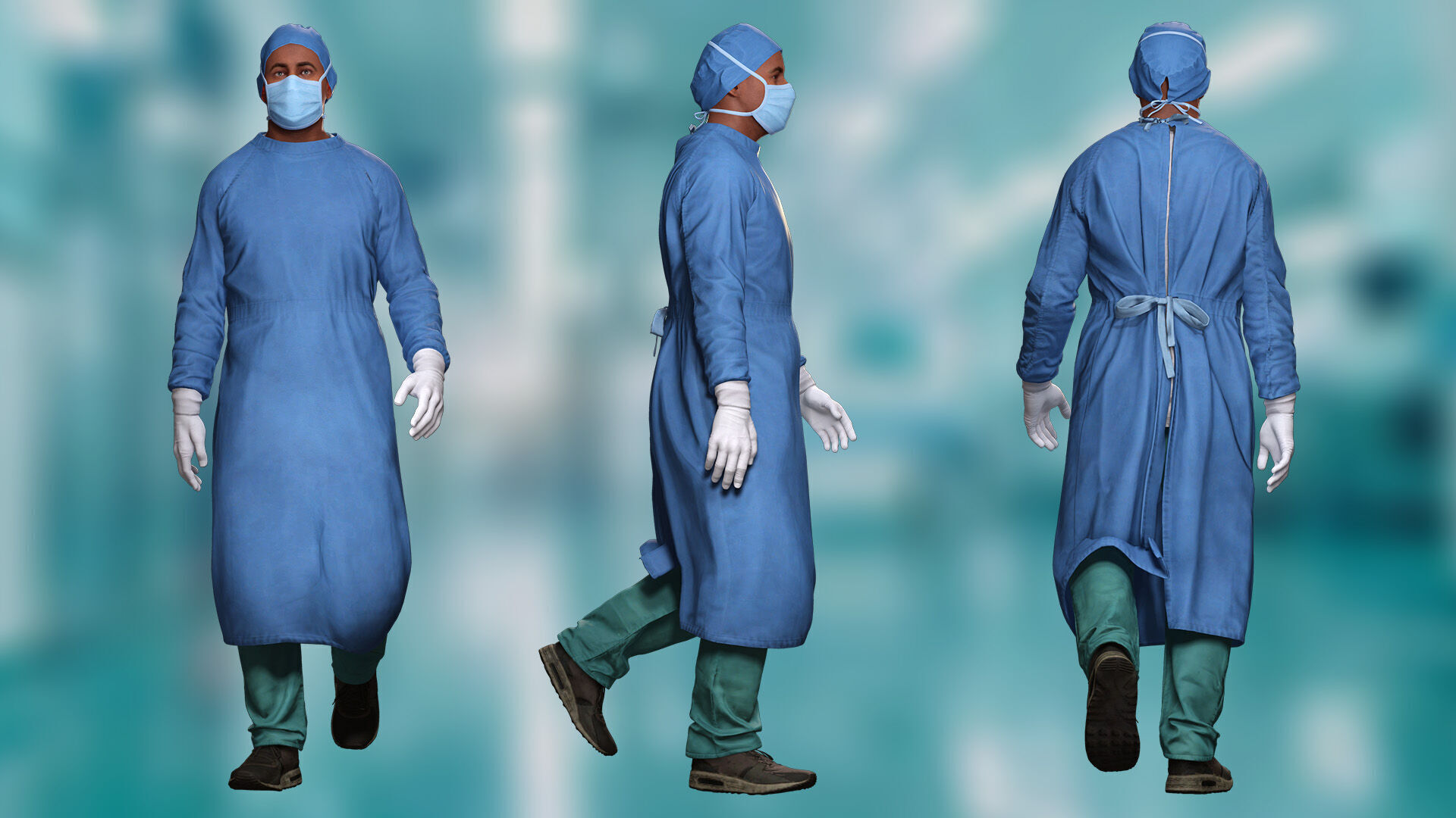 Surgeon in PPE 3D Model Rigged Game Ready Low-poly 3D model_2