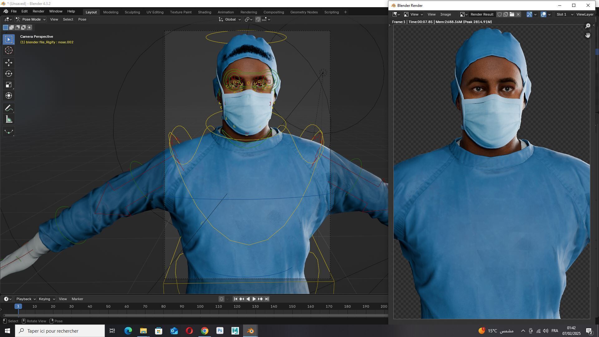 Surgeon in PPE 3D Model Rigged Game Ready Low-poly 3D model_20