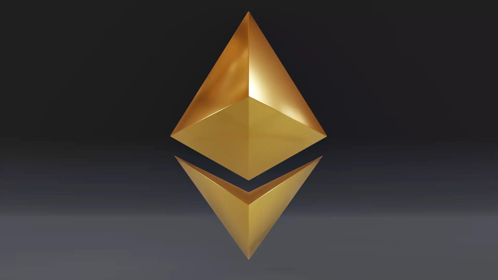 Golden Ethereum Crypto Currency Symbol Low-poly 3D model