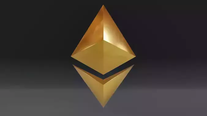 Golden Ethereum Crypto Currency Symbol 
