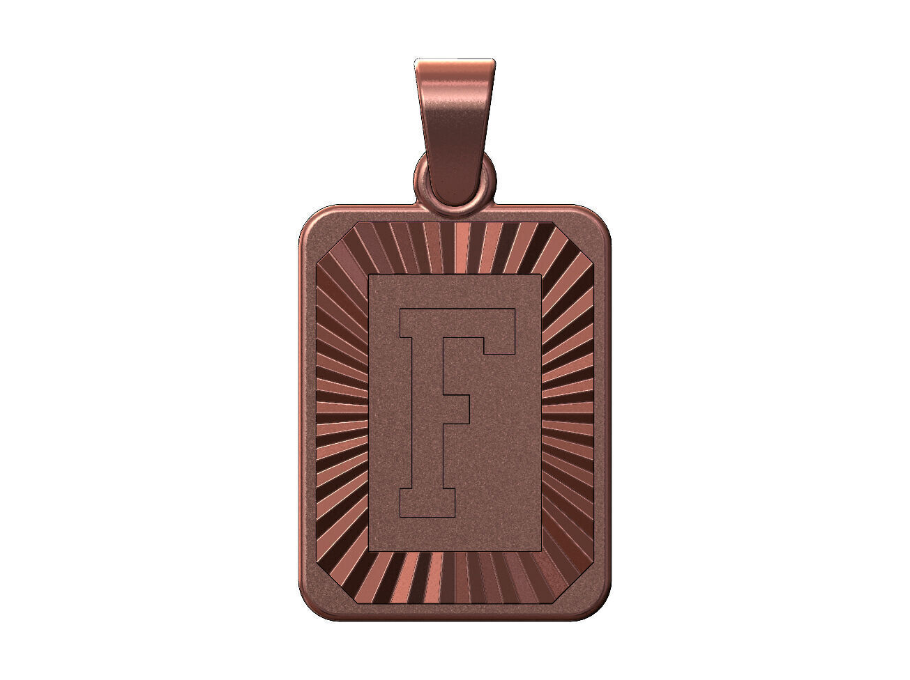 F letter initial NBA font faceted sunrays pendant charm 3D print model_9