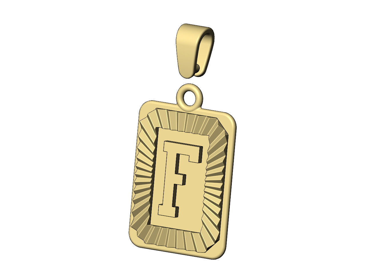 F letter initial NBA font faceted sunrays pendant charm 3D print model_5