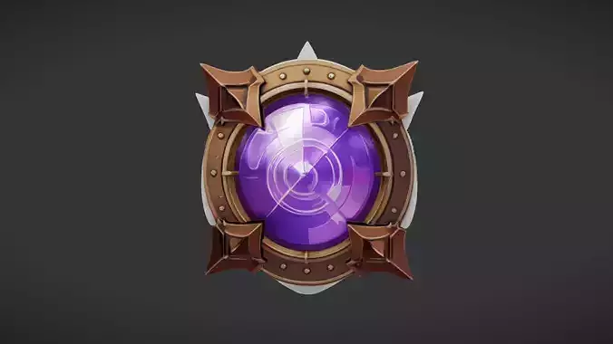 ornate emblem with purple gem