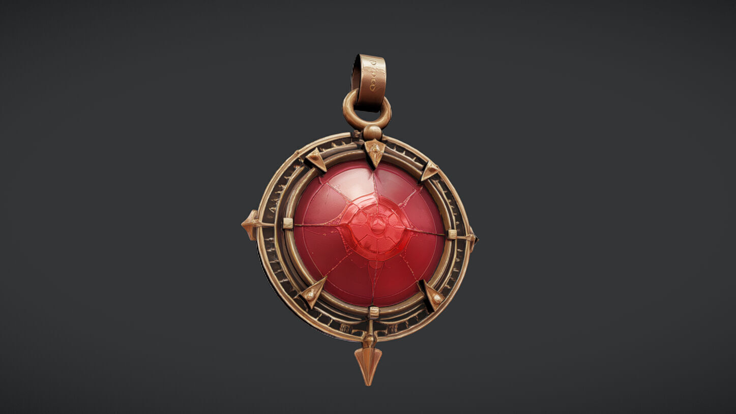 ornate compass or medallion 3D model_1