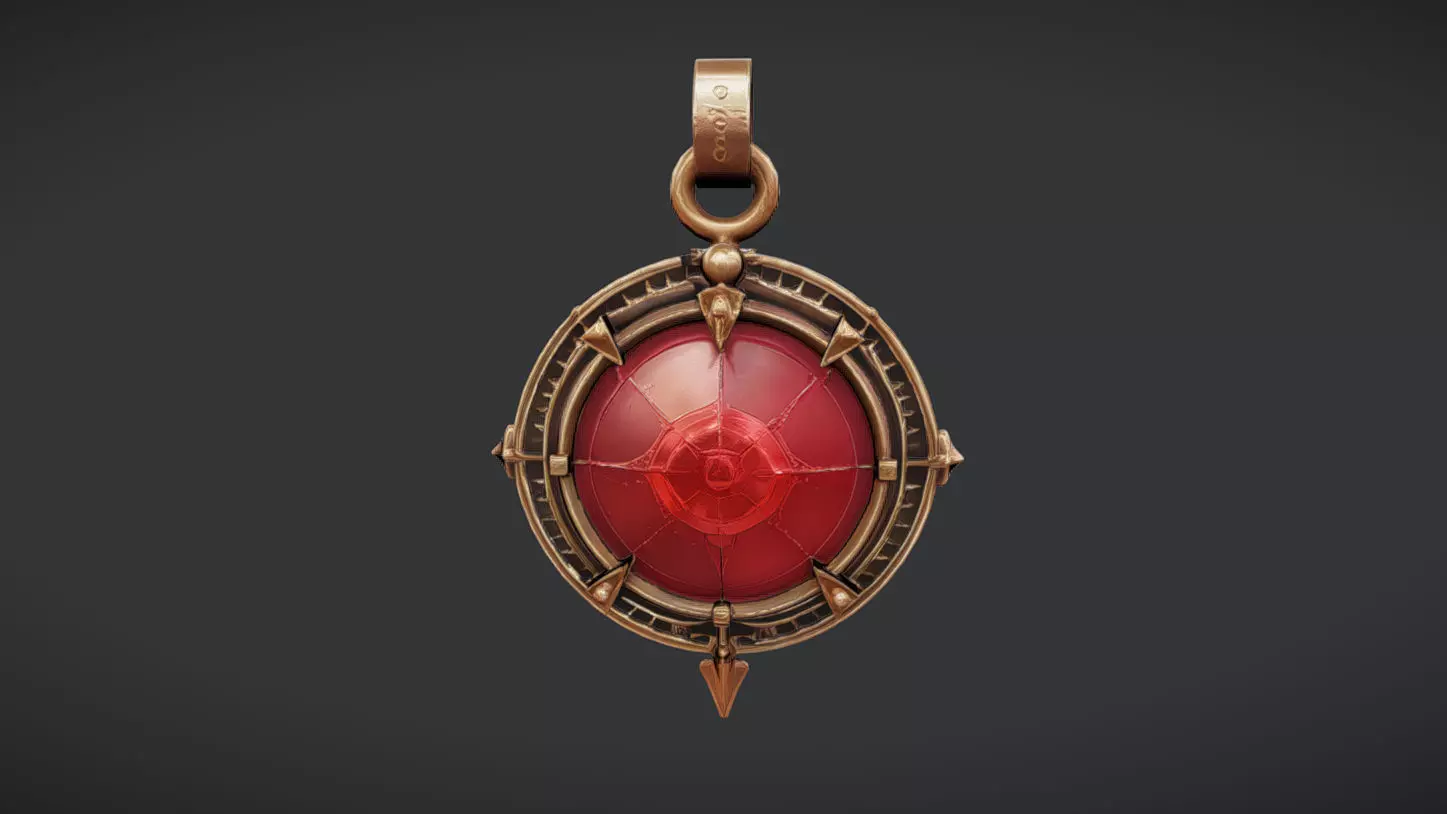 ornate compass or medallion 3D model_0