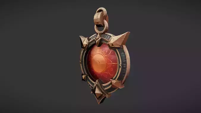 ornate circular medallion with red central gem