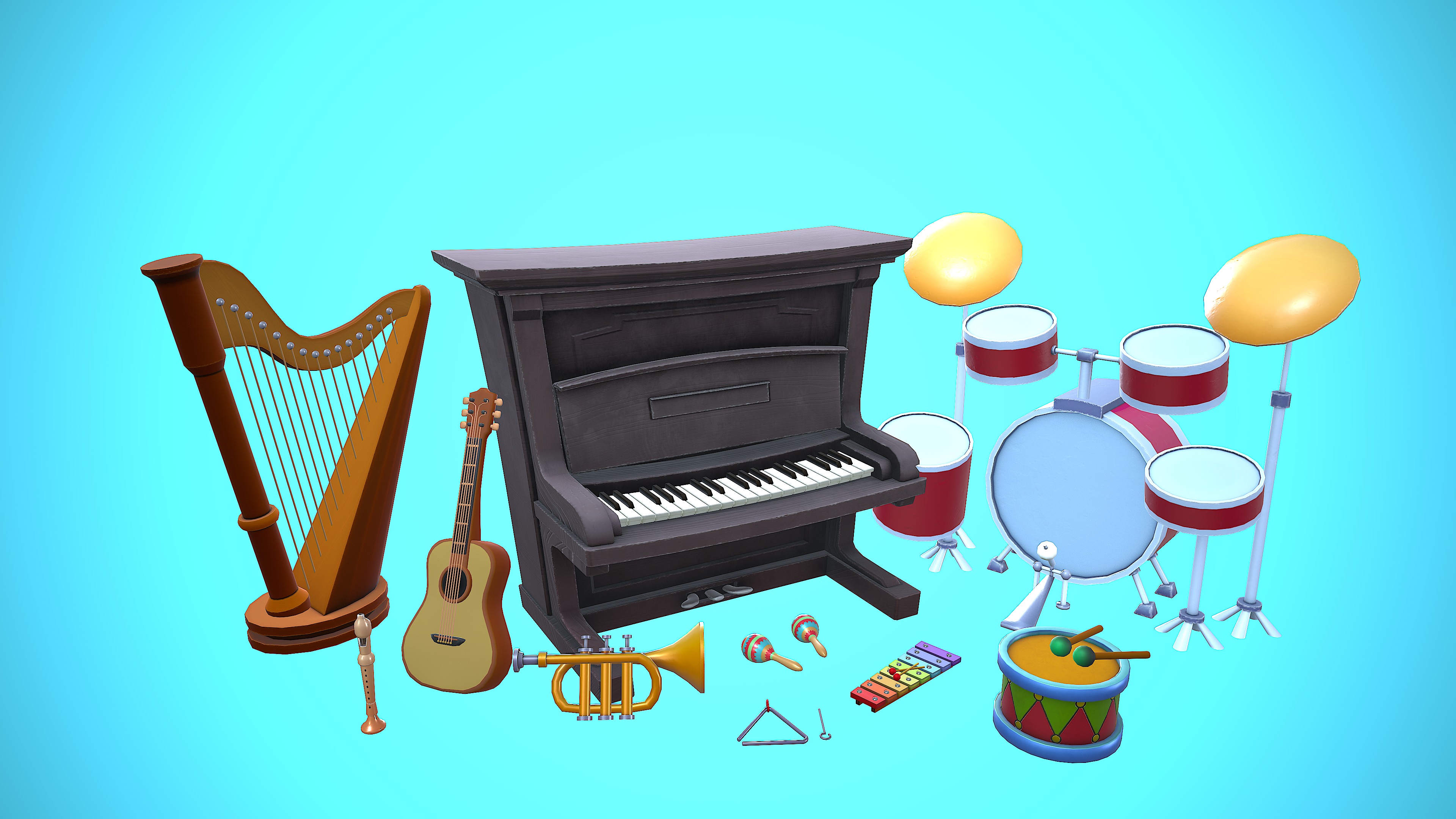 INSTRUMENT PACK CARTOON STYLIZED 3D Model Collection_8
