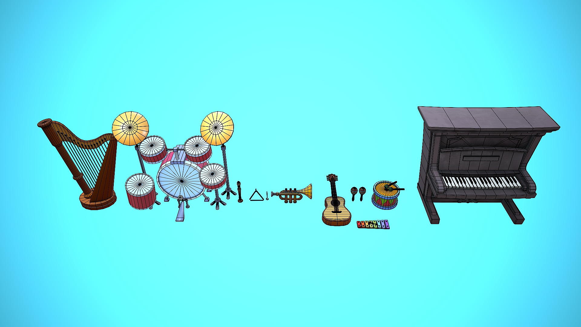INSTRUMENT PACK CARTOON STYLIZED 3D Model Collection_5