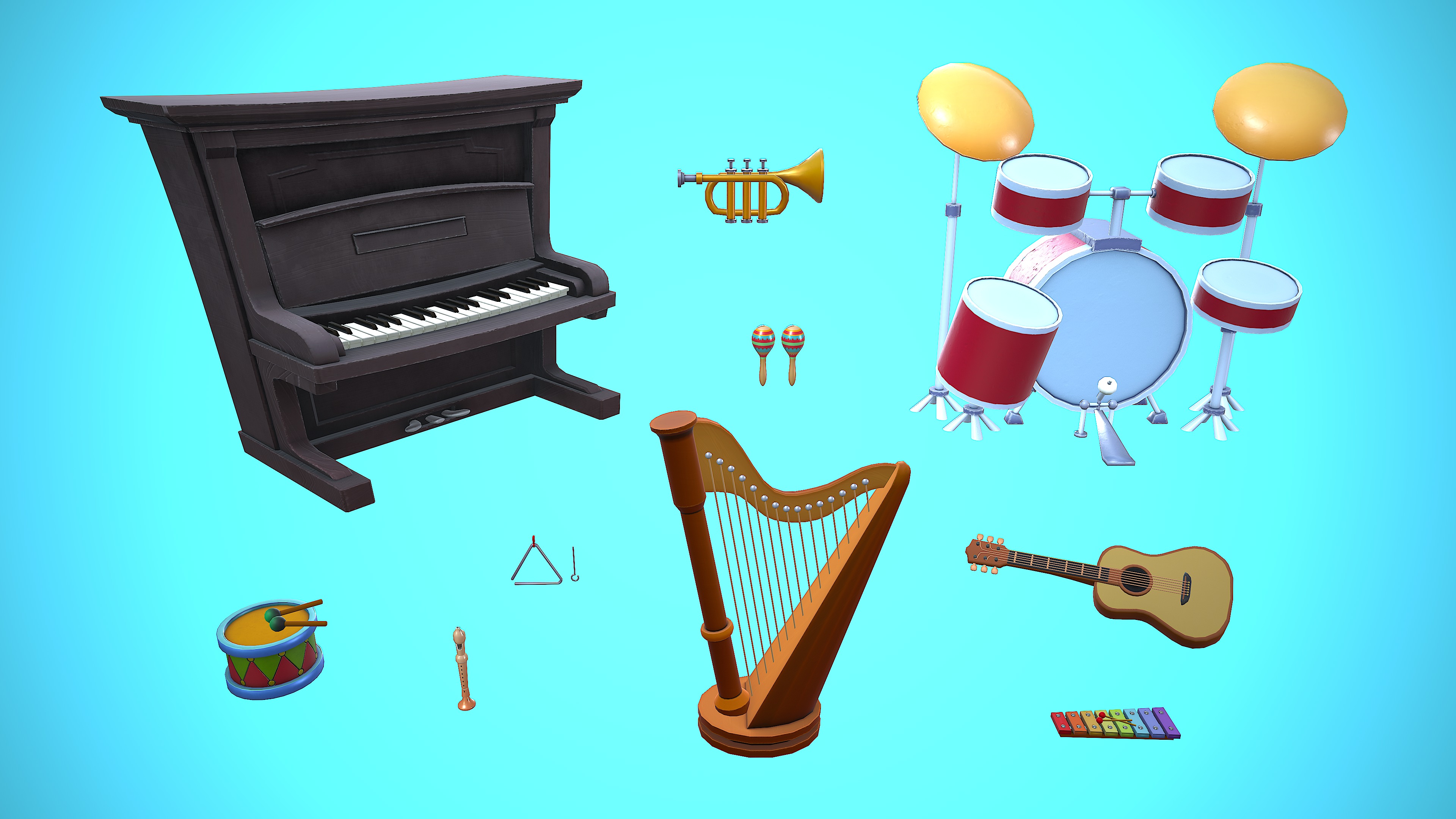 INSTRUMENT PACK CARTOON STYLIZED 3D Model Collection_6
