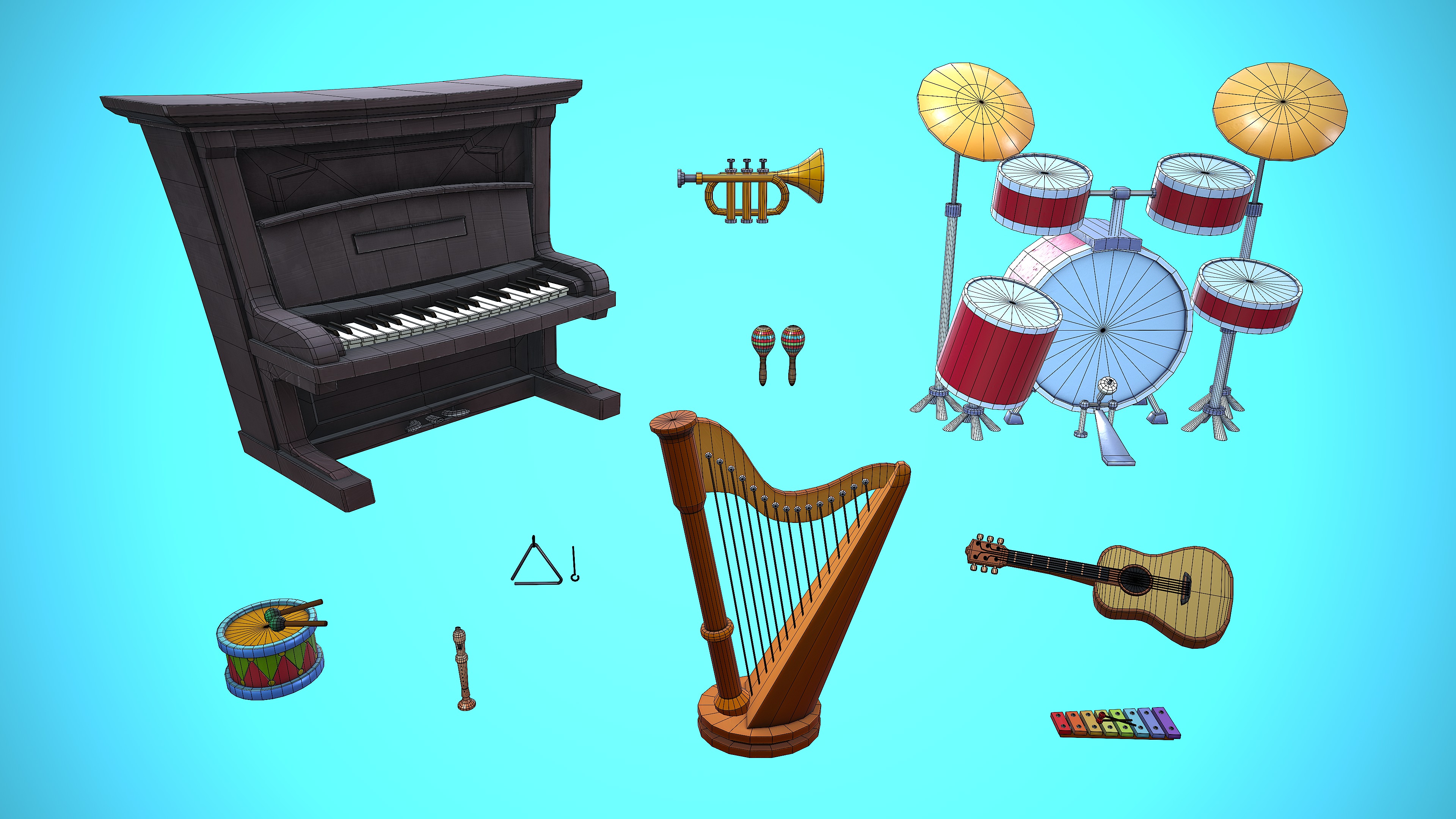INSTRUMENT PACK CARTOON STYLIZED 3D Model Collection_7