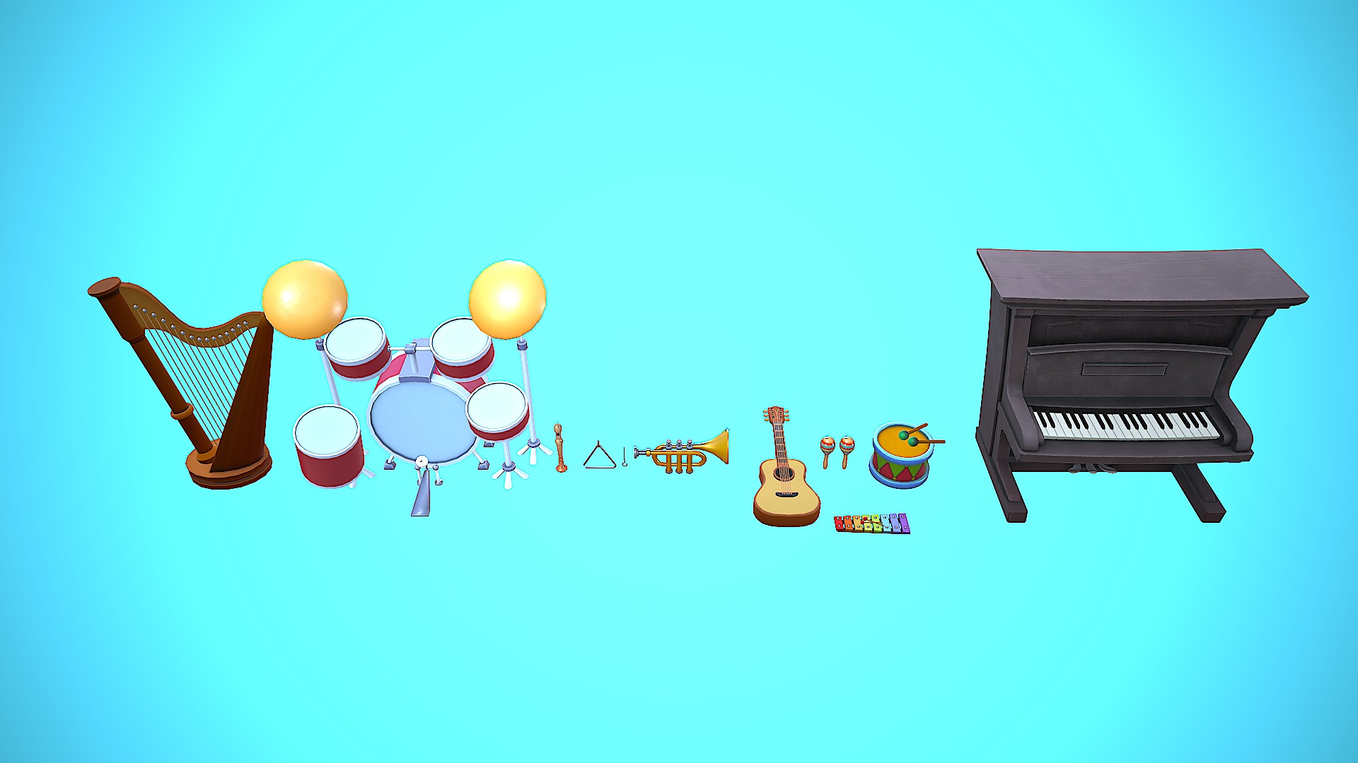 INSTRUMENT PACK CARTOON STYLIZED 3D Model Collection_4