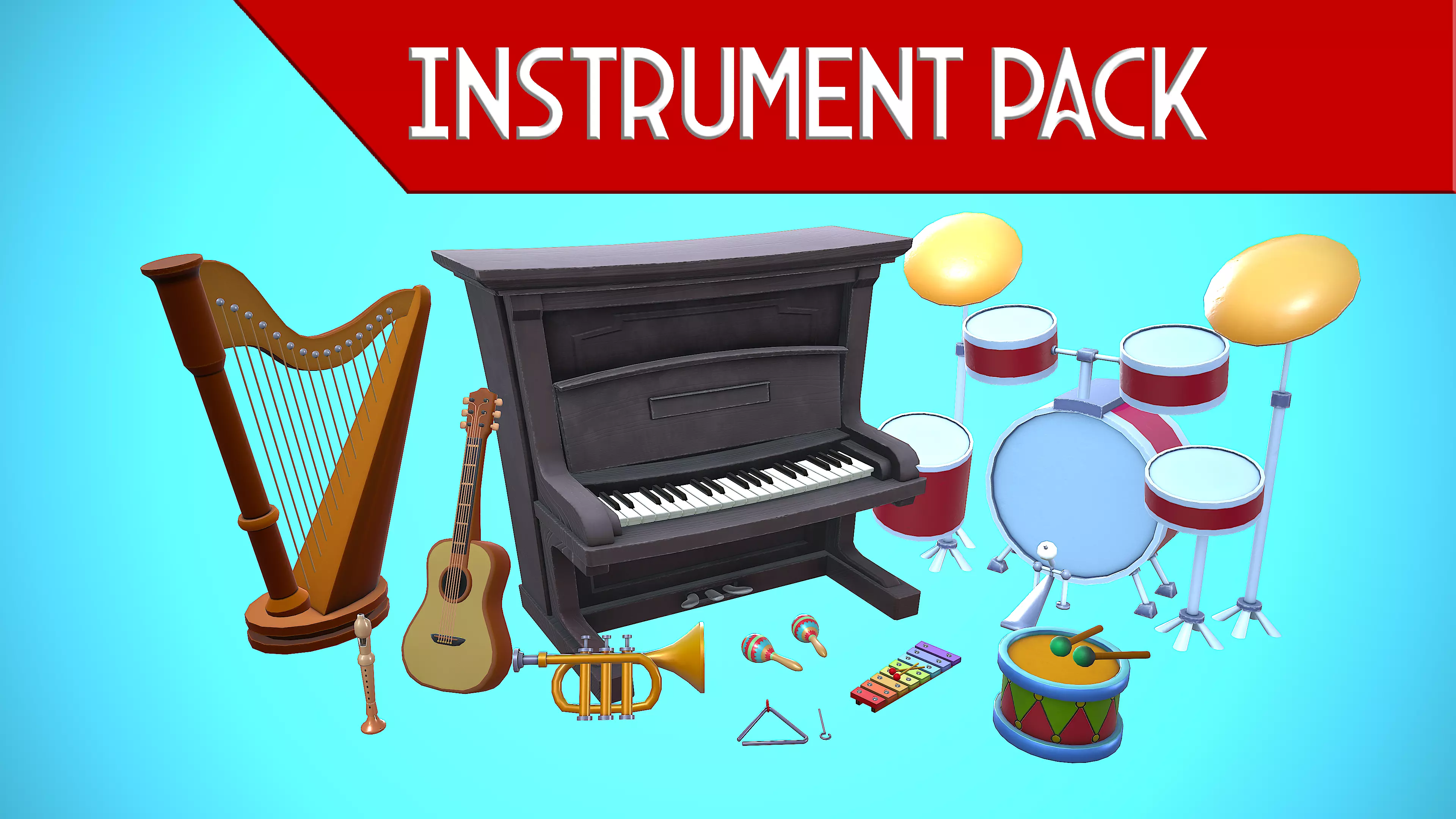 INSTRUMENT PACK CARTOON STYLIZED 3D Model Collection_0