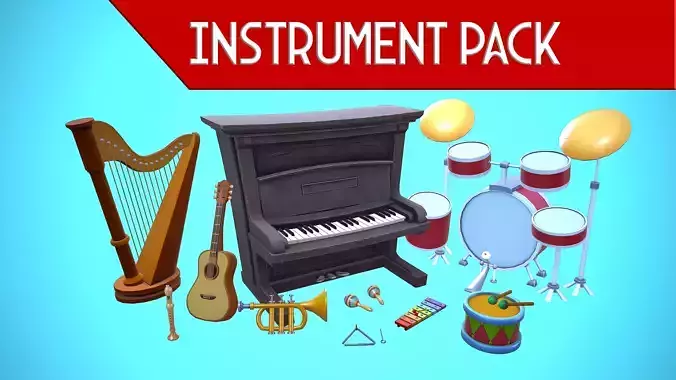 INSTRUMENT PACK CARTOON STYLIZED 3D Model Collection