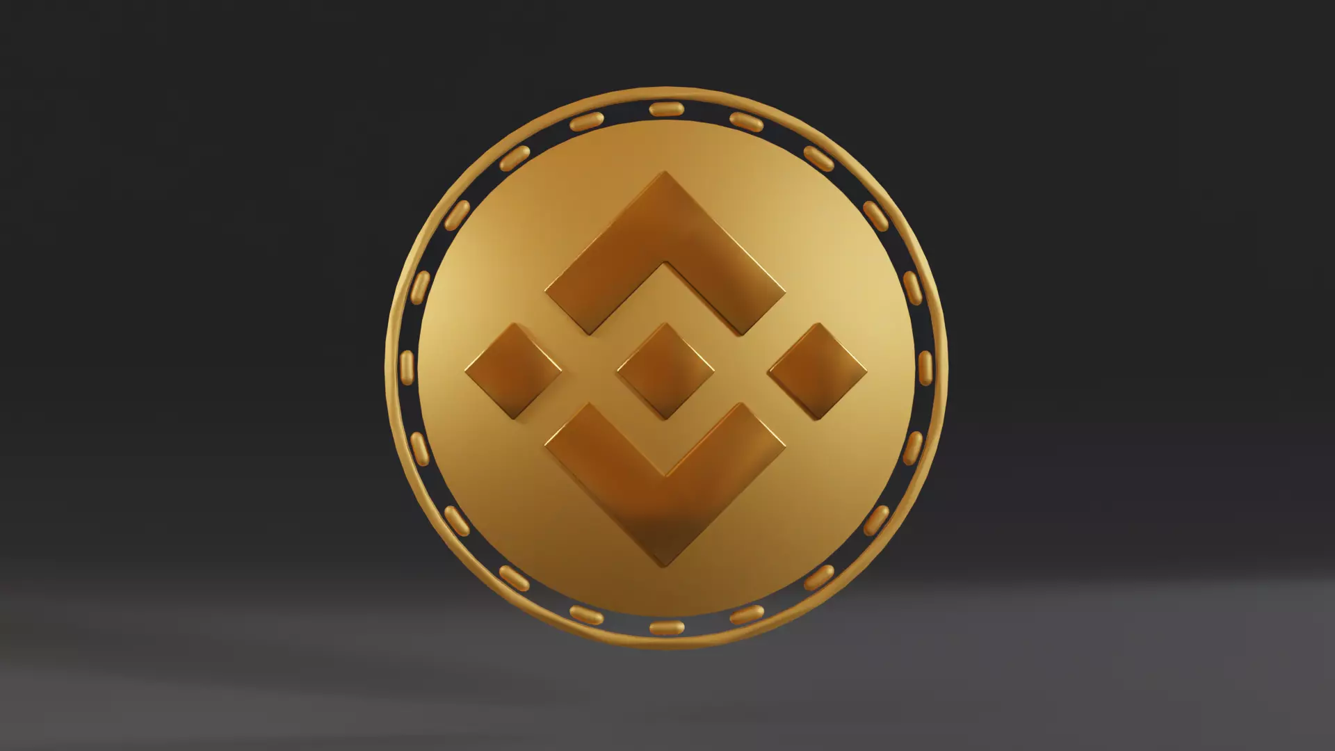 Golden Binance Crypto Currency Symbol Low-poly 3D model_0