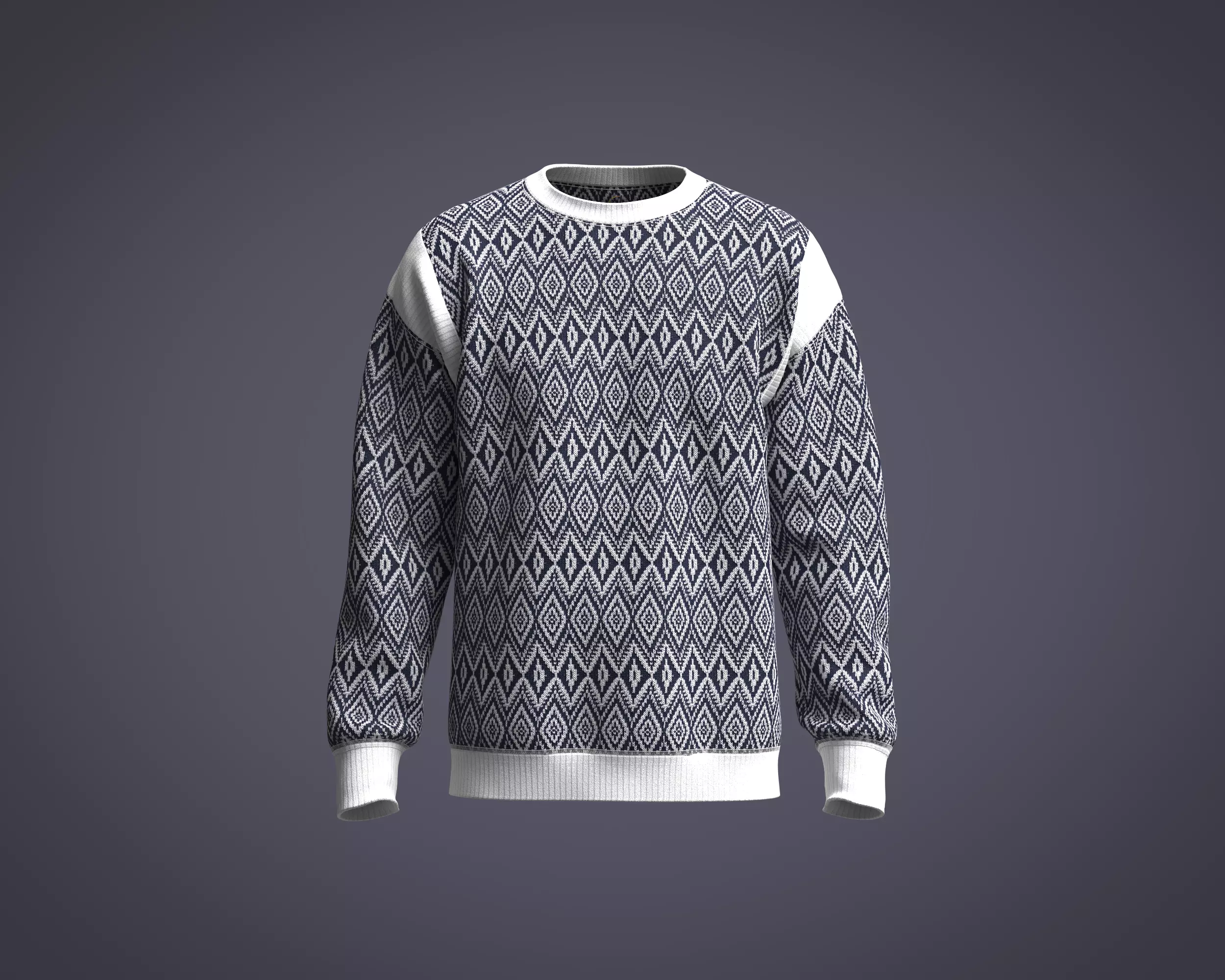 Mens cut and sew geo pattern sweater 3D model