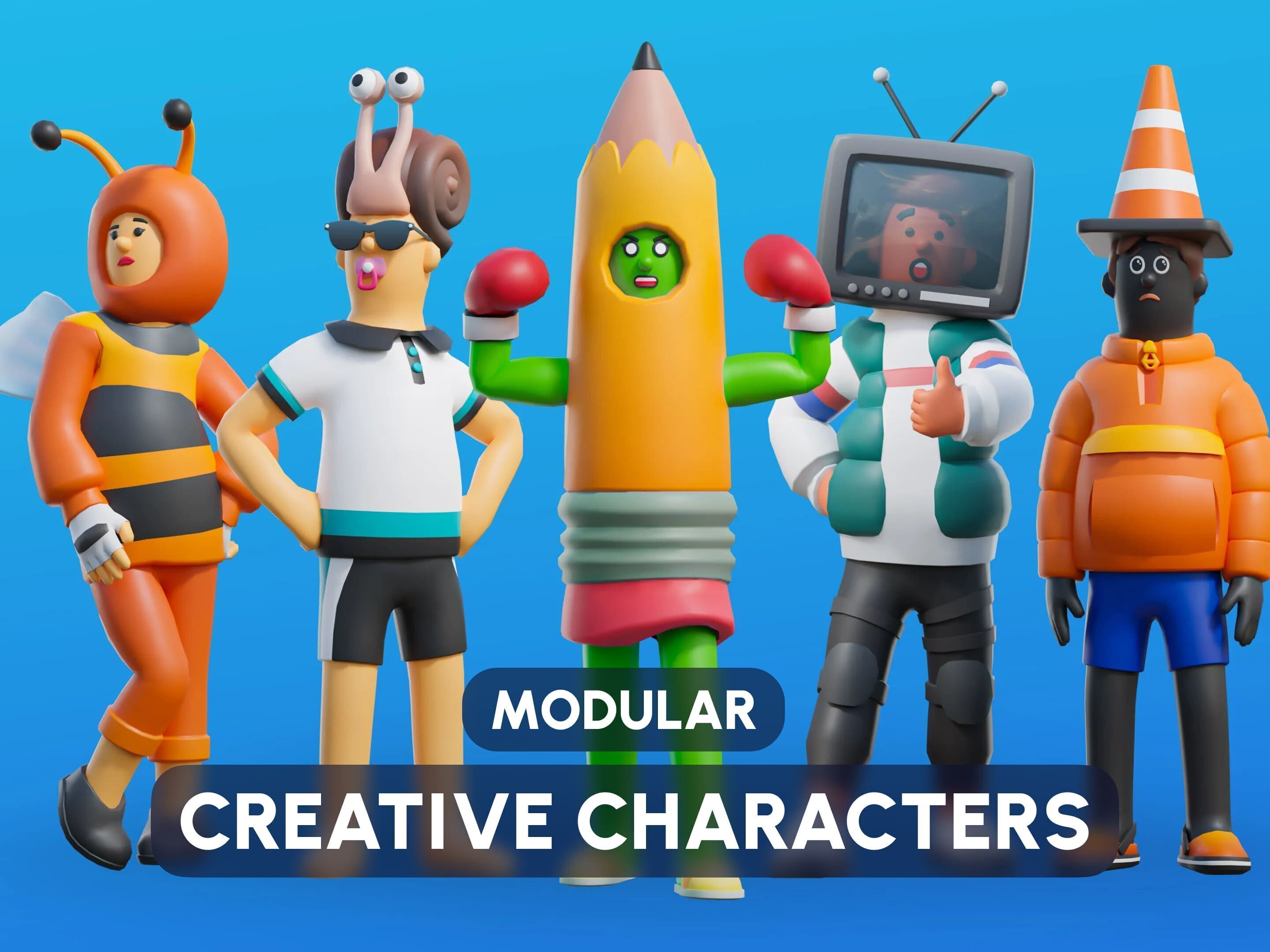 Creative Characters Low-poly 3D model_0