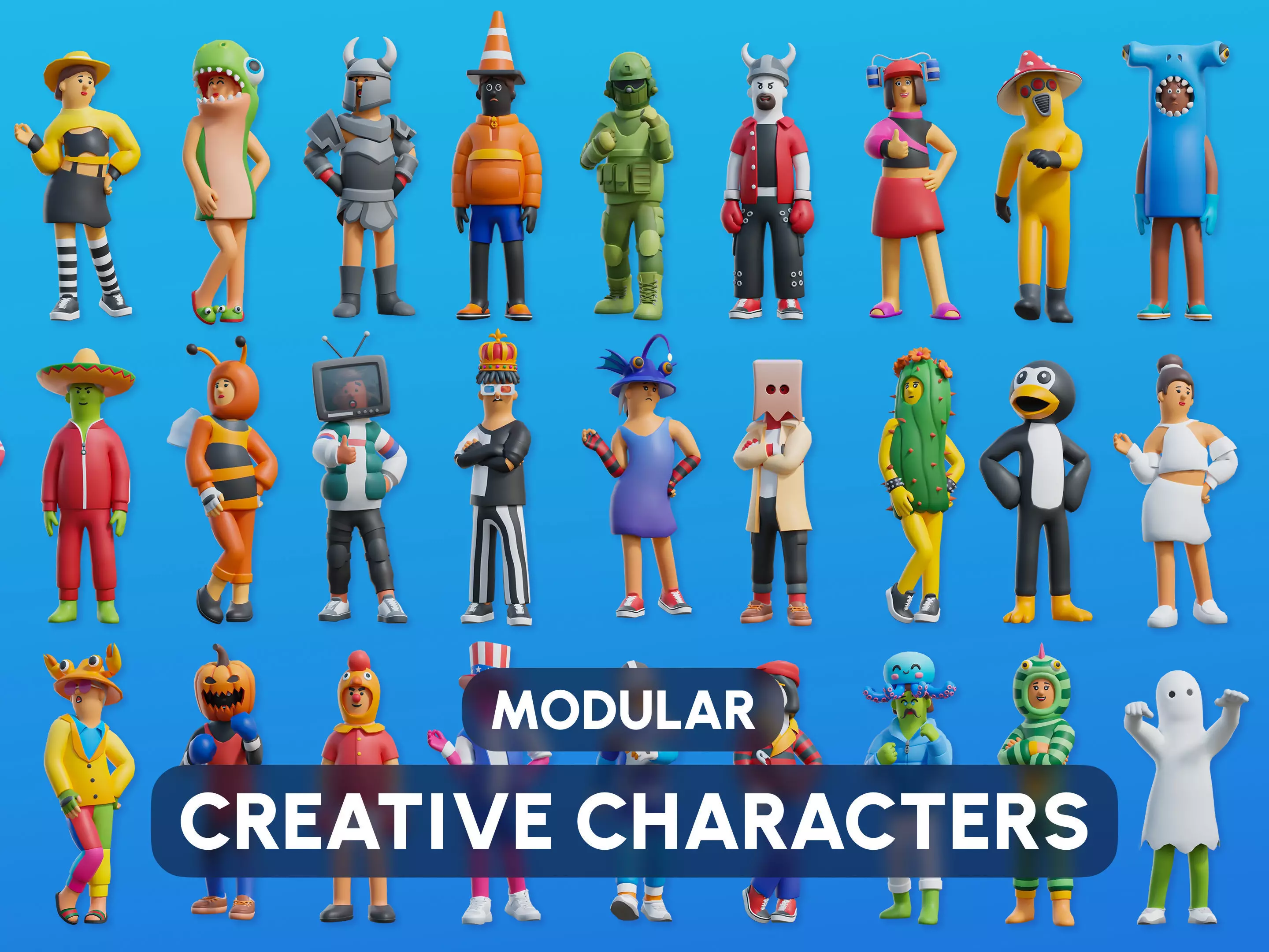 Creative Characters Low-poly 3D model_0