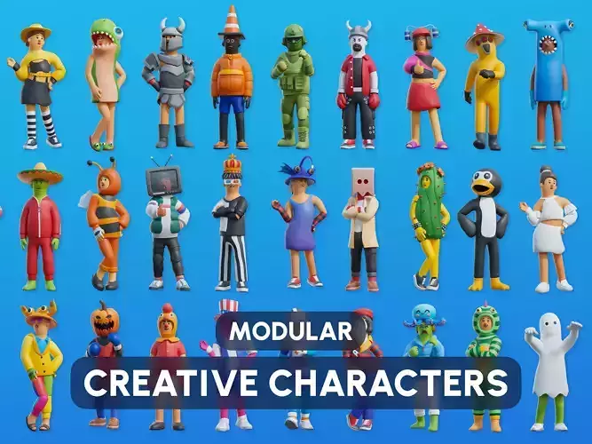 Creative Characters Low-poly 3D model