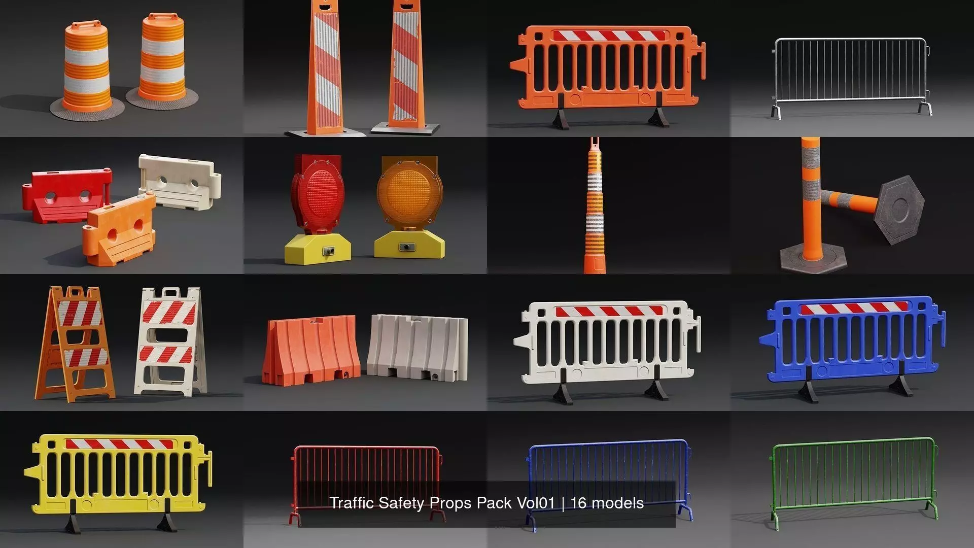 Traffic Safety Props Pack Vol01 3D Model Collection_0