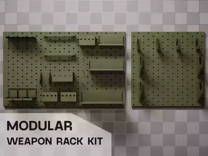 Modular Weapon Rack Kit Low-poly 3D model