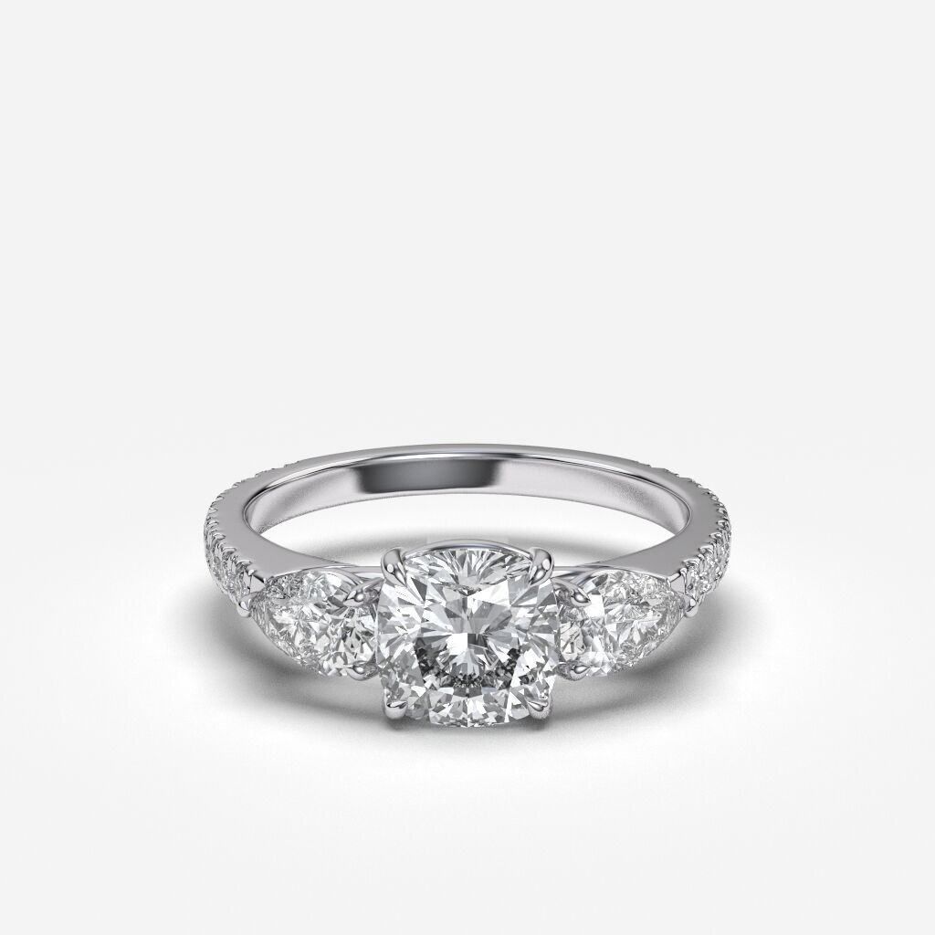 Three Stone diamond Ring 3D print model_9