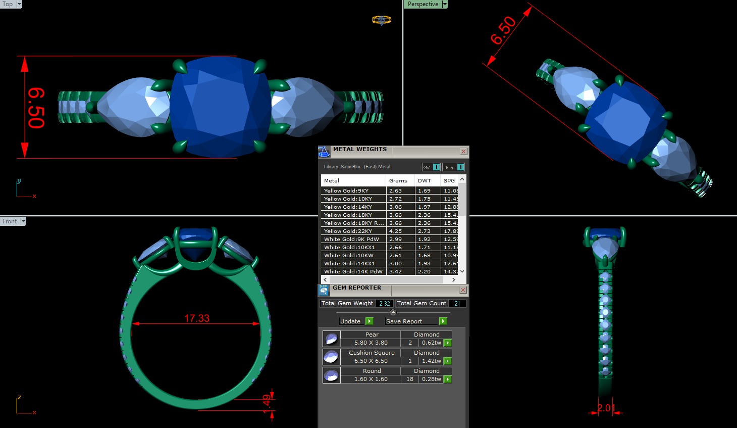 Three Stone diamond Ring 3D print model_10