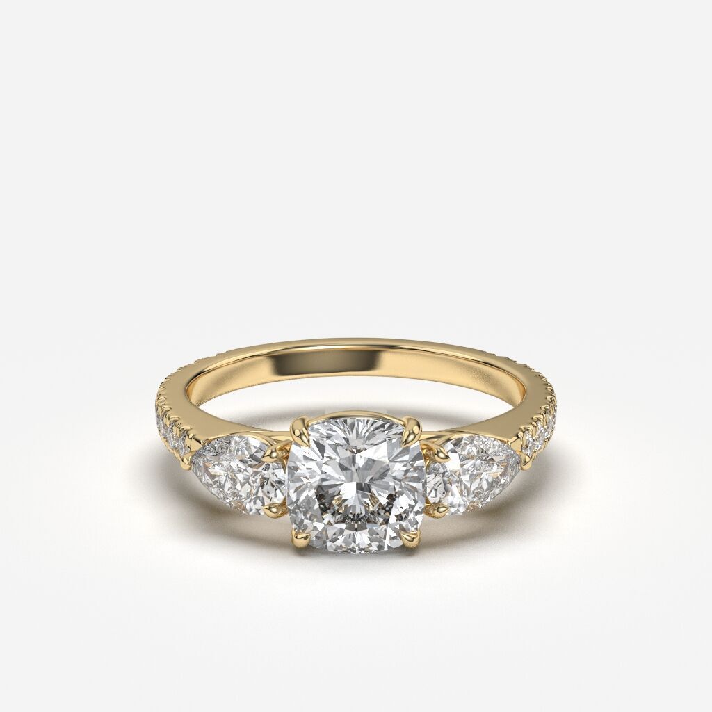 Three Stone diamond Ring 3D print model_2
