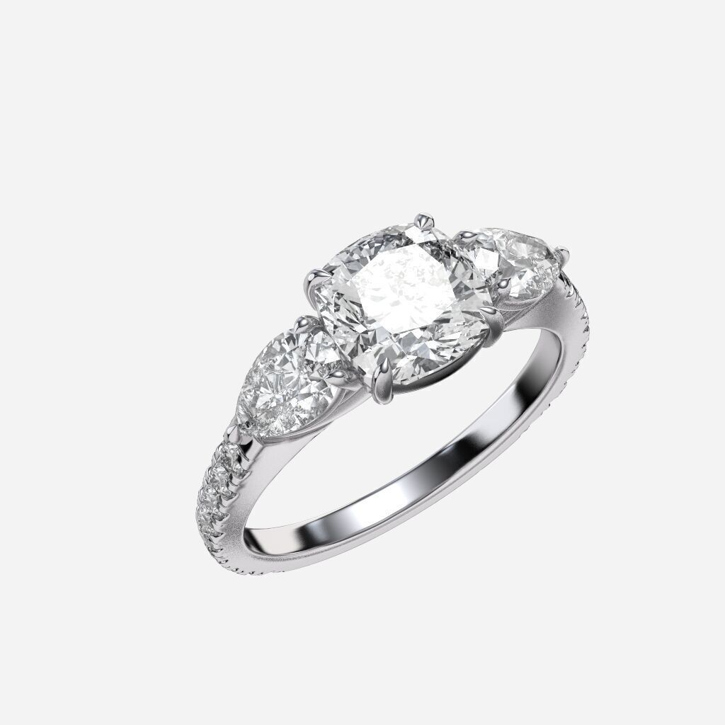 Three Stone diamond Ring 3D print model_12