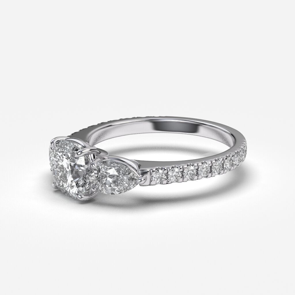 Three Stone diamond Ring 3D print model_11
