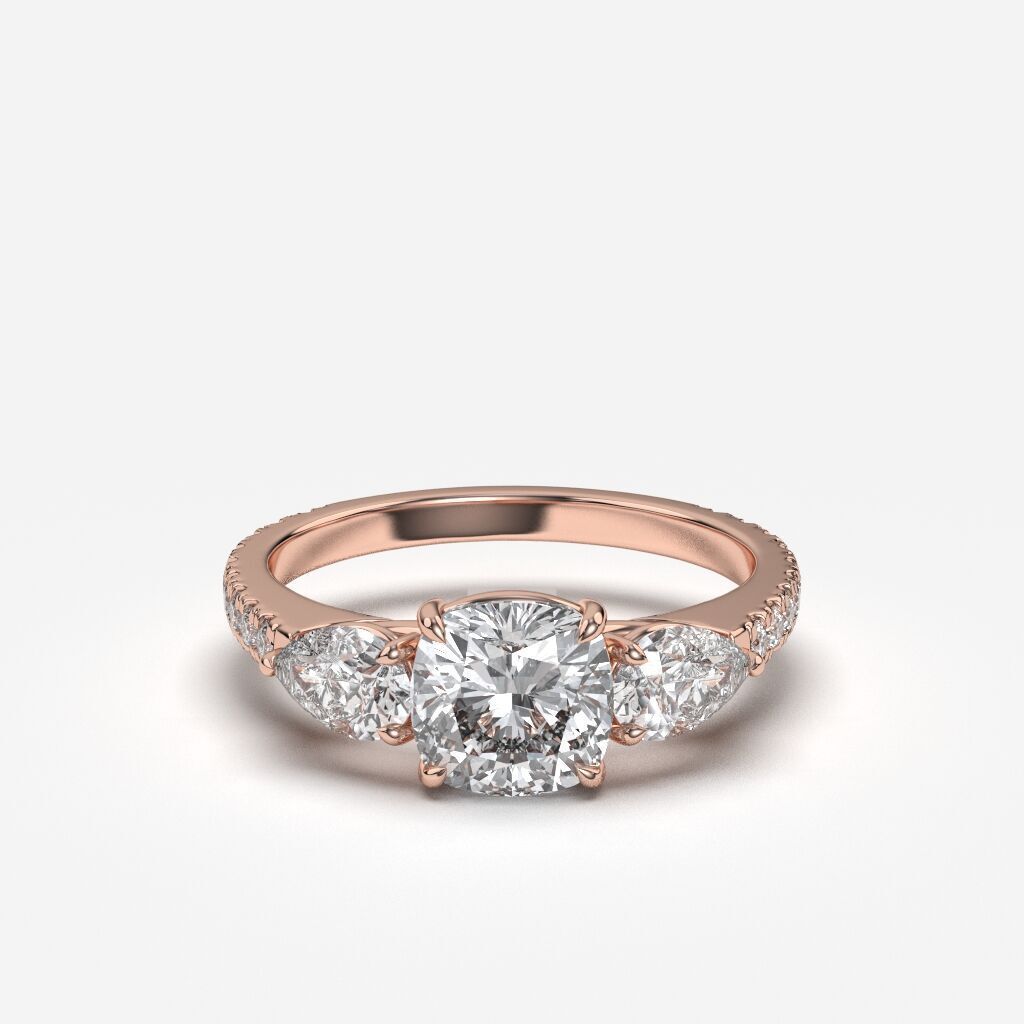 Three Stone diamond Ring 3D print model_5