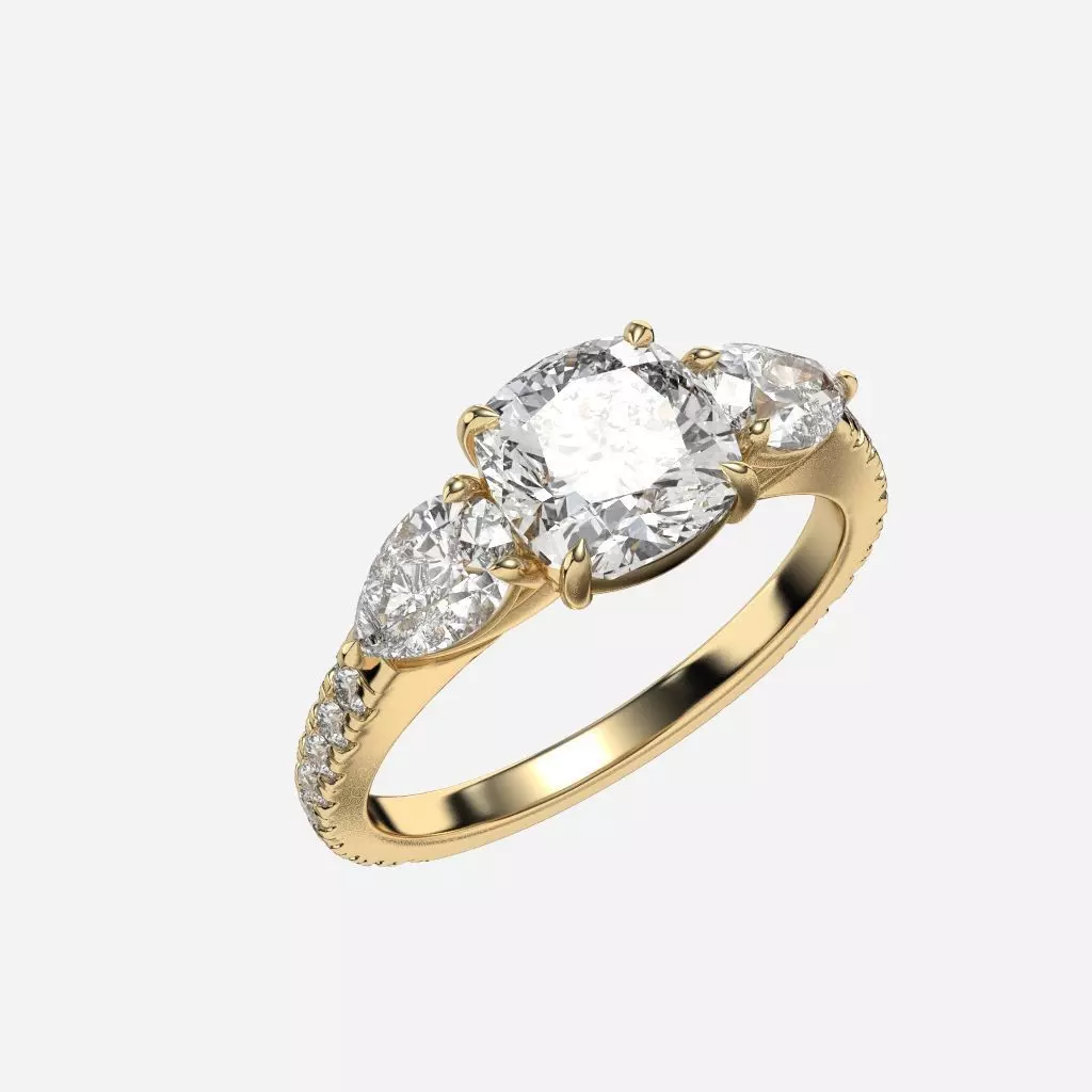 Three Stone diamond Ring 3D print model_0