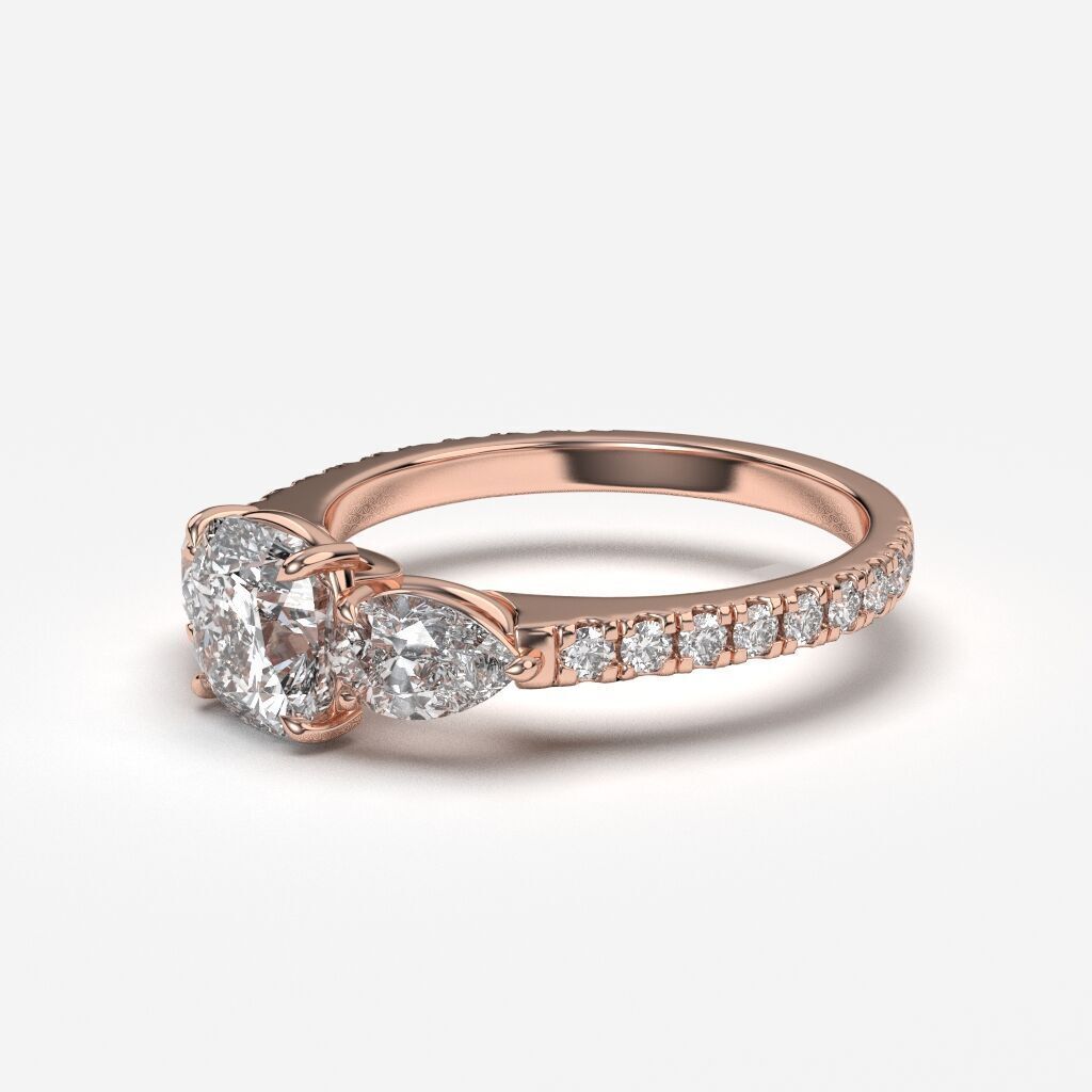 Three Stone diamond Ring 3D print model_6