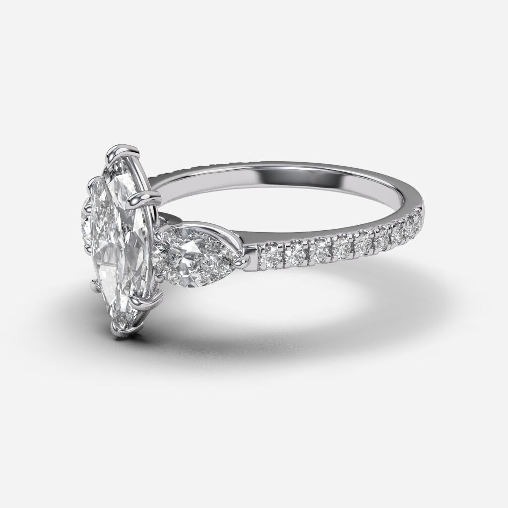 Three Stone diamond Ring 3D print model_9