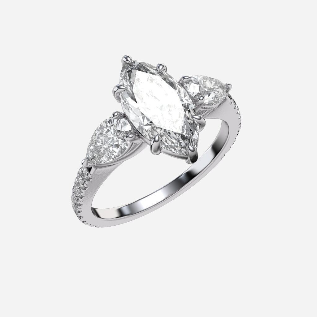 Three Stone diamond Ring 3D print model_11