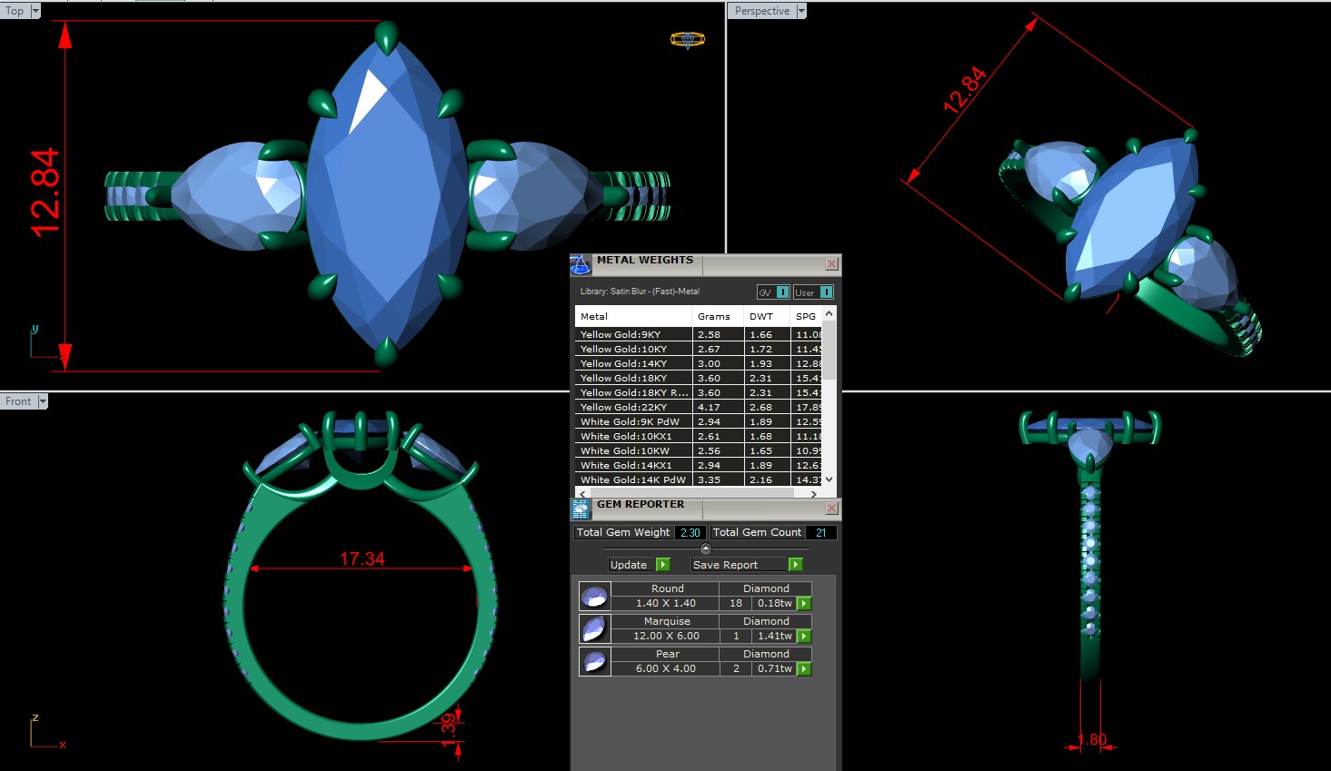 Three Stone diamond Ring 3D print model_10