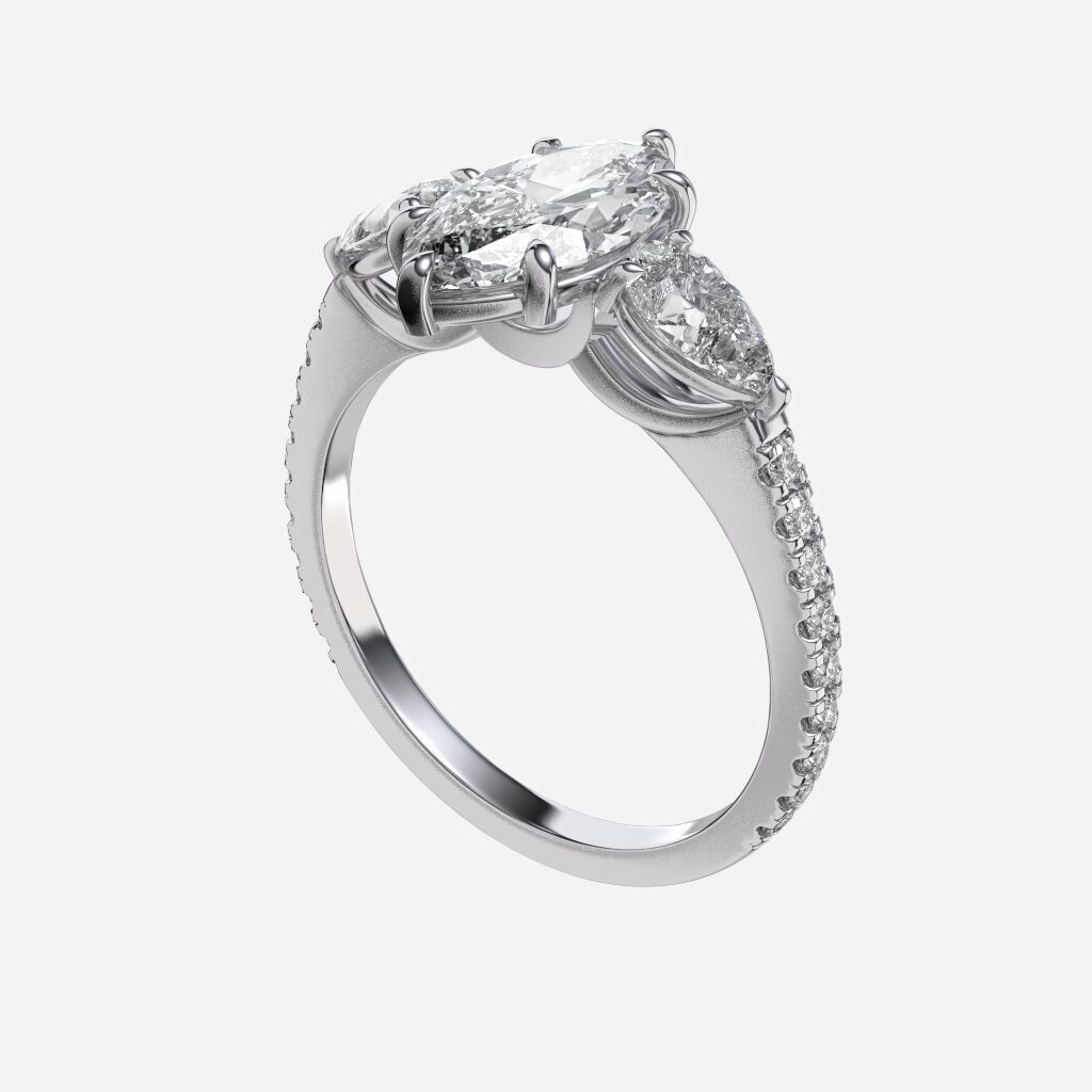 Three Stone diamond Ring 3D print model_12